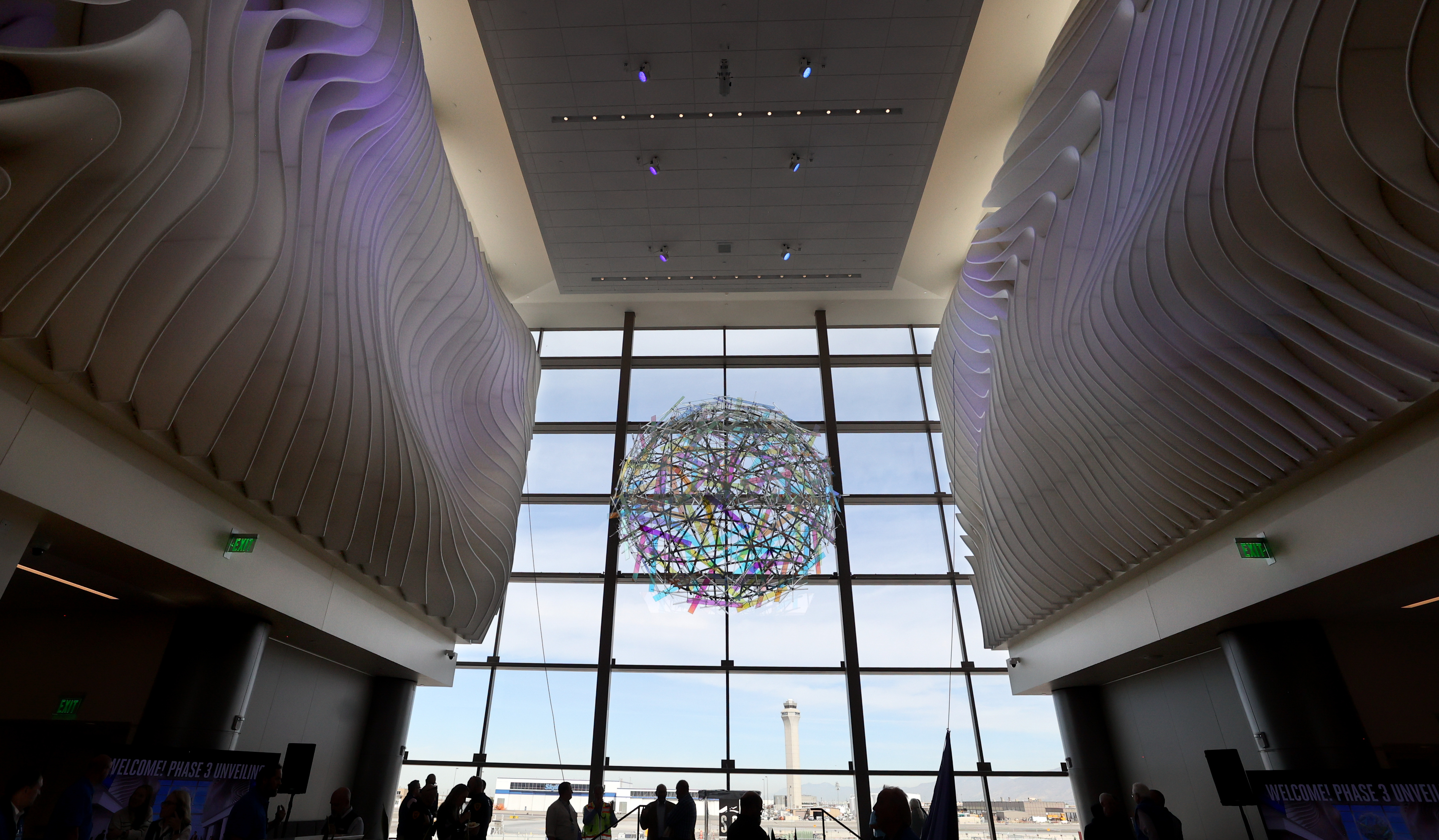 Northern Light, by artist Gordon Hunter, hangs at the Salt Lake City International Airport in Salt Lake City on Tuesday.