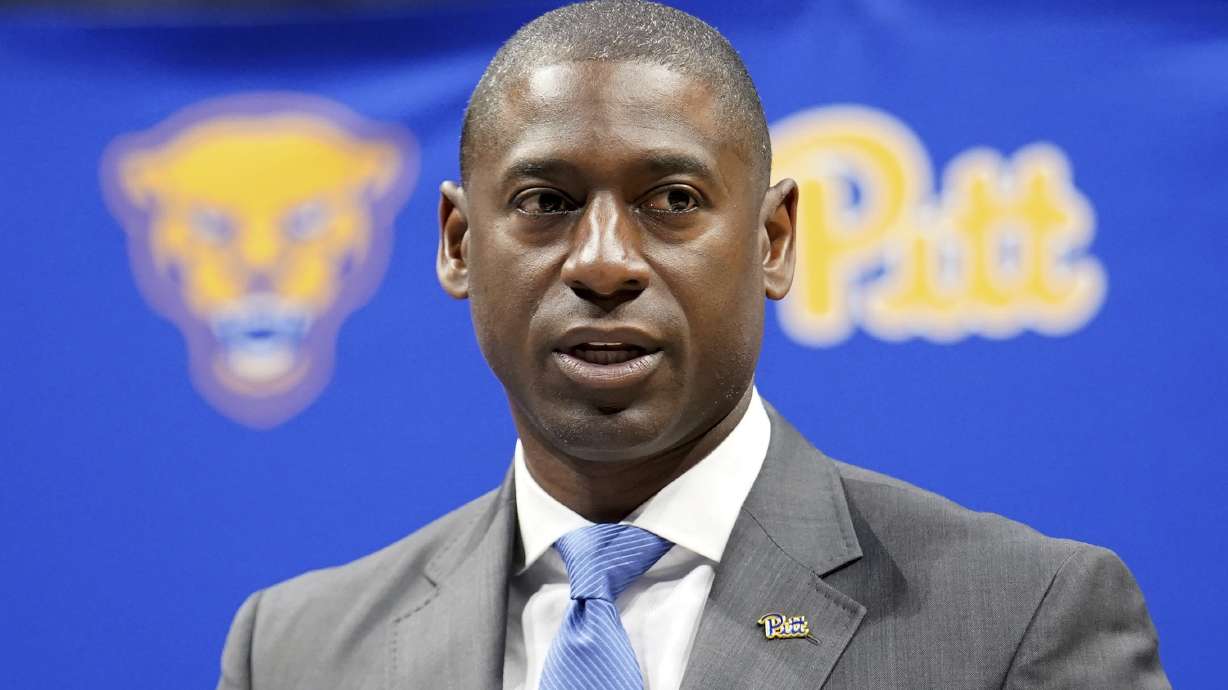 Allen Greene makes remarks after being introduced as the new athletic director at the University of Pittsburgh, Wednesday, Oct. 23, 2024, in Pittsburgh.