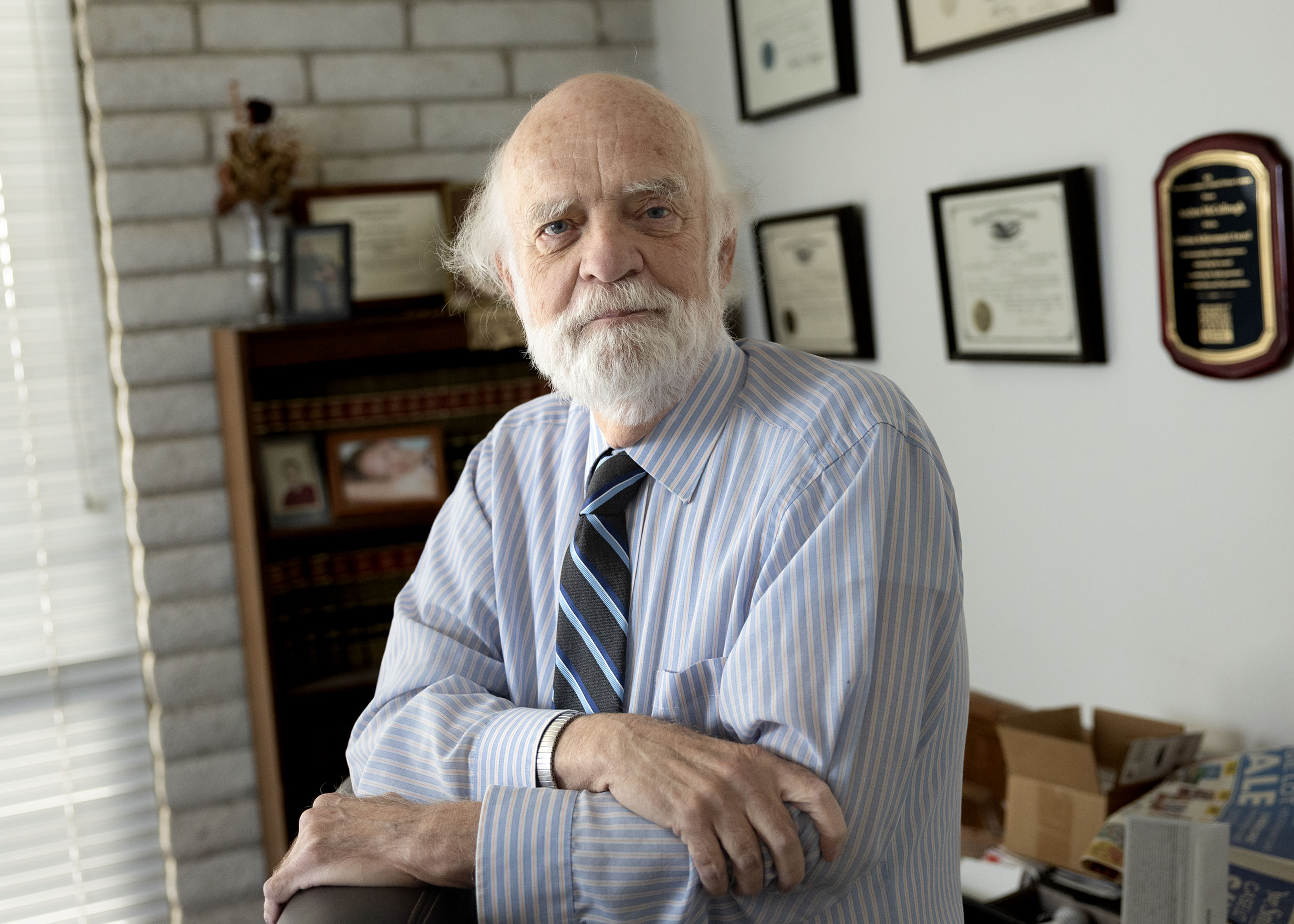 Andrew McCullough, candidate for Utah attorney general, in his law office in Midvale on Oct. 18.