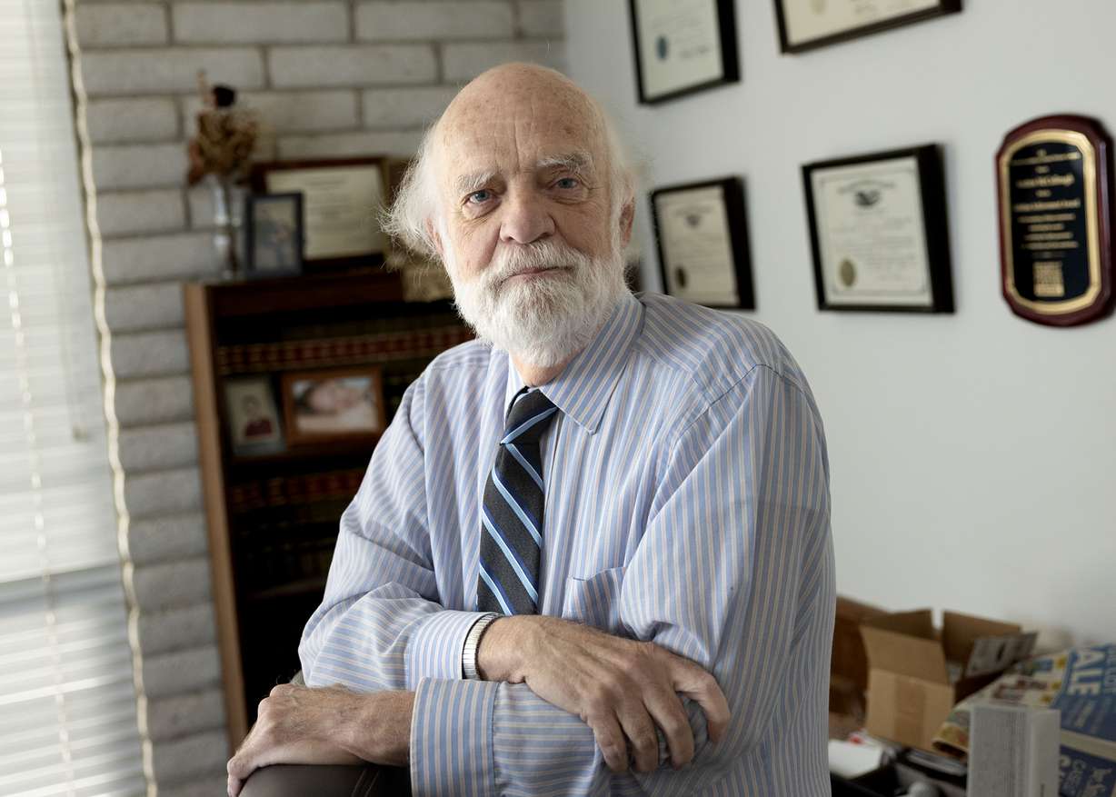 Andrew McCullough, candidate for Utah attorney general, in his law office in Midvale on Oct. 18.