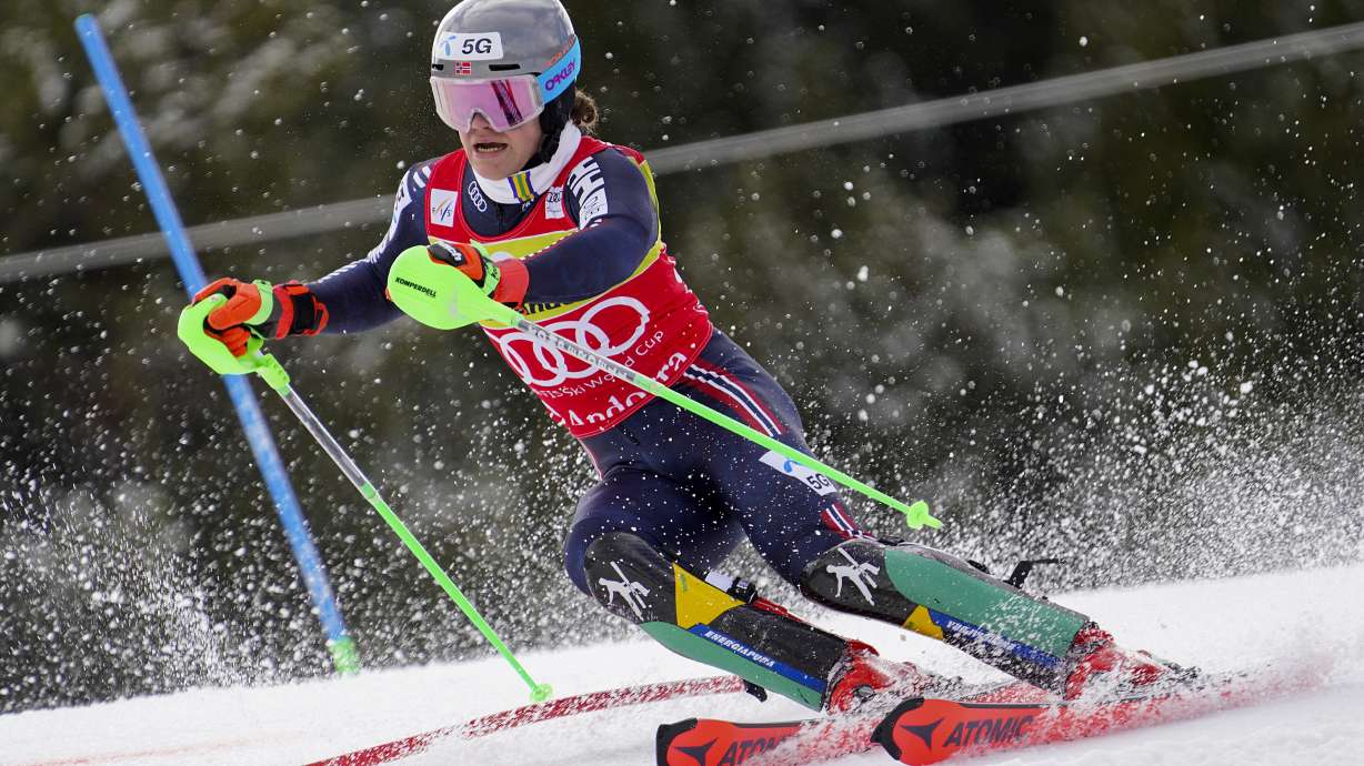 FILE - Norway's Lucas Braathen competes in an alpine ski, men's World Cup slalom race, in Soldeu, Andorra, on March 19, 2023.