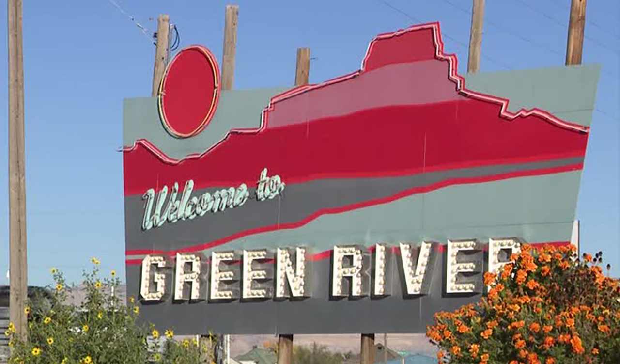 A sign welcoming people to Green River is shown on Thursday. Rafting the Green River has always been popular, but city leaders also want to make mountain biking part of the town's identity.