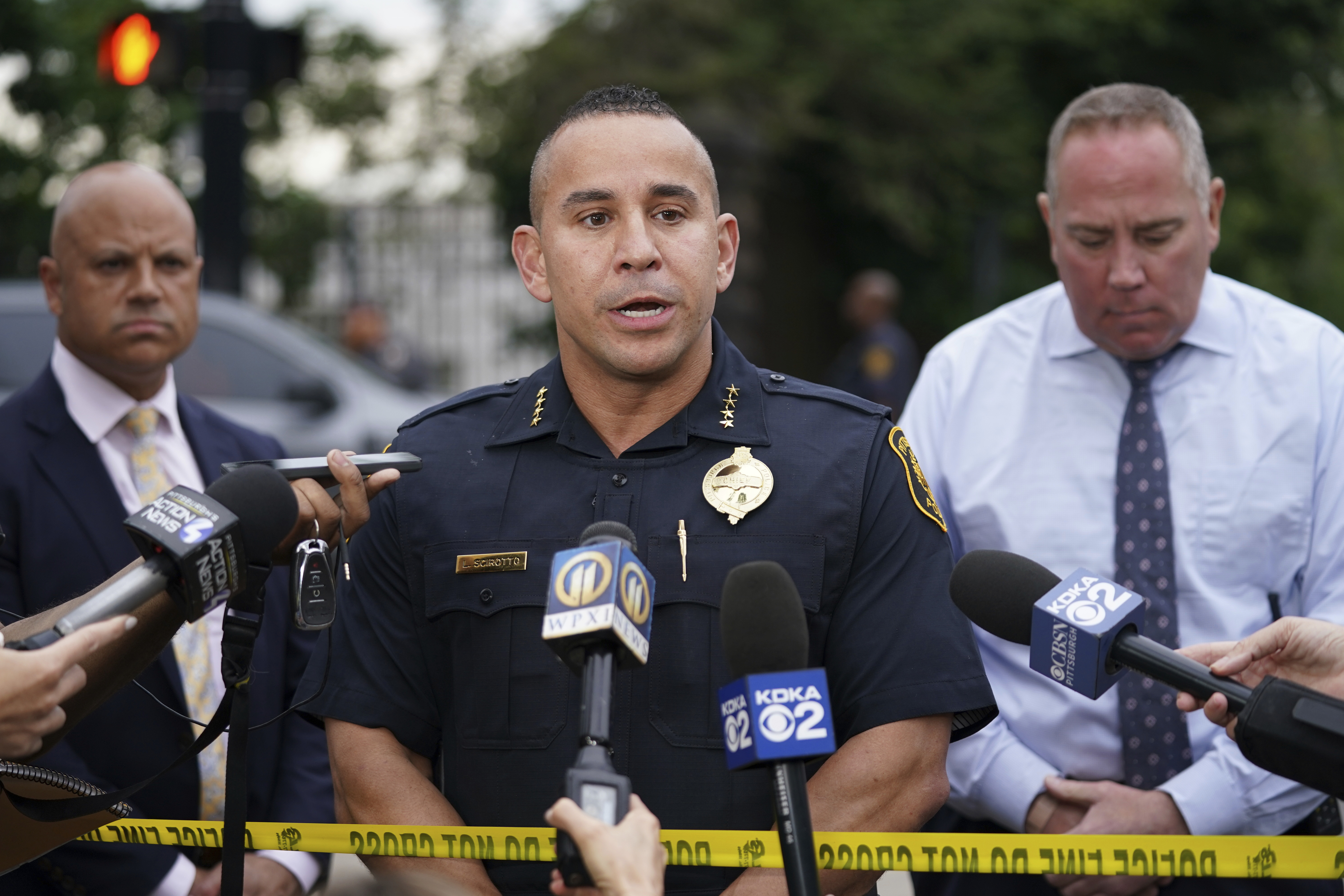 FILE - Pittsburgh Police chief Larry Scirotto speaks after Pittsburgh Police and other law enforcement agencies responded to a active shooter situation in the Garfield neighborhood of Pittsburgh, on Wednesday, Aug. 23, 2023.