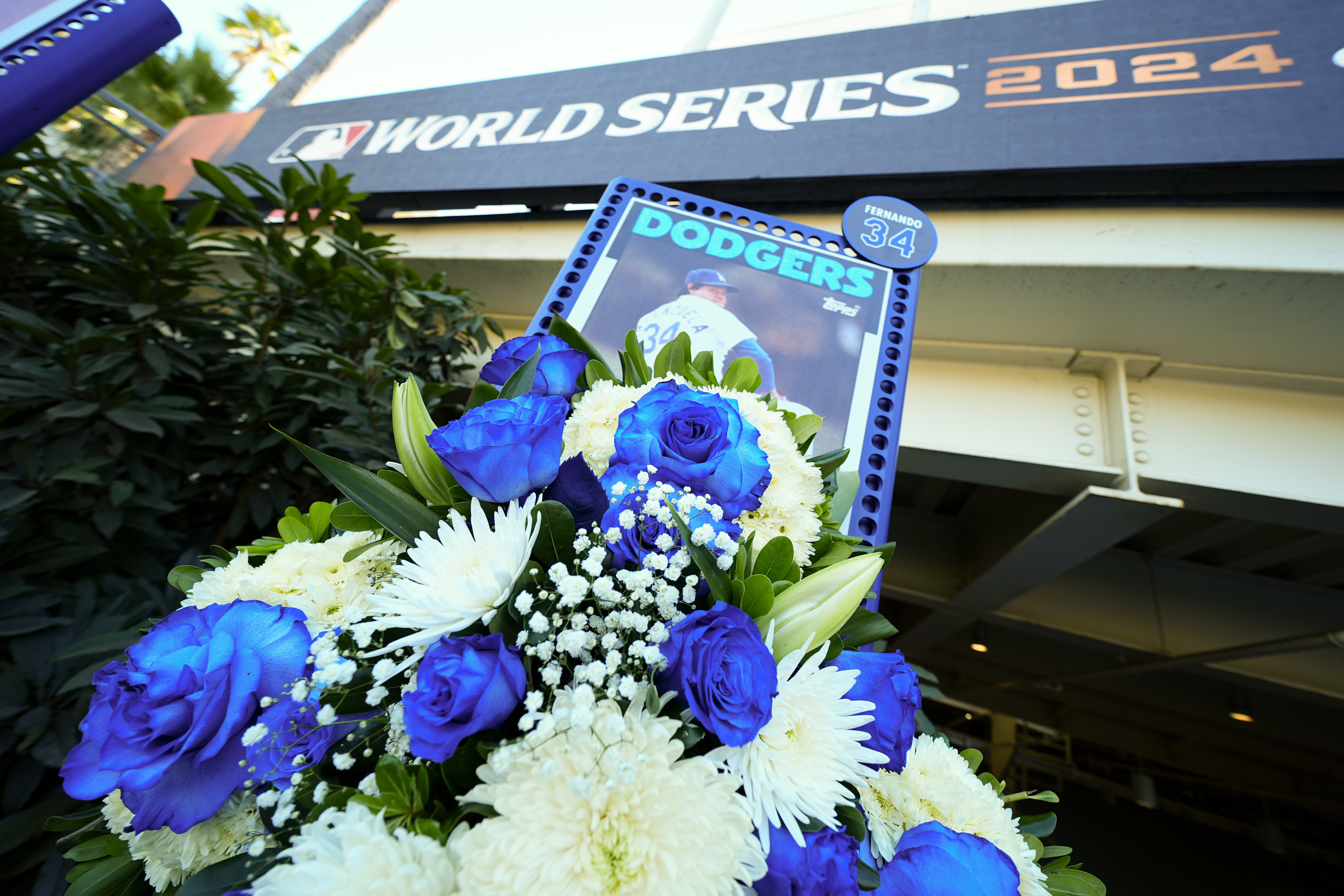 Los Angeles Dodgers legend Fernando Valenzuela is remembered at Dodger Stadium Thursday, Oct. 24, 2024, in Los Angeles. Valenzuela died Tuesday at age 63. The New York Yankees face the Dodgers in Game 1 of the baseball World Series Friday.
