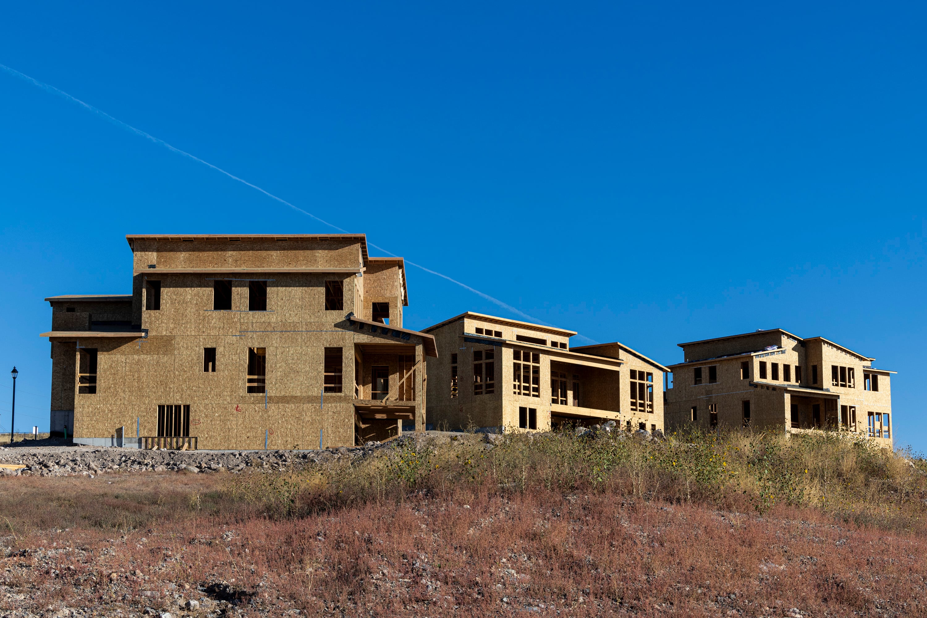 Homes under construction stand in Saratoga Springs, pictured on Oct. 2.