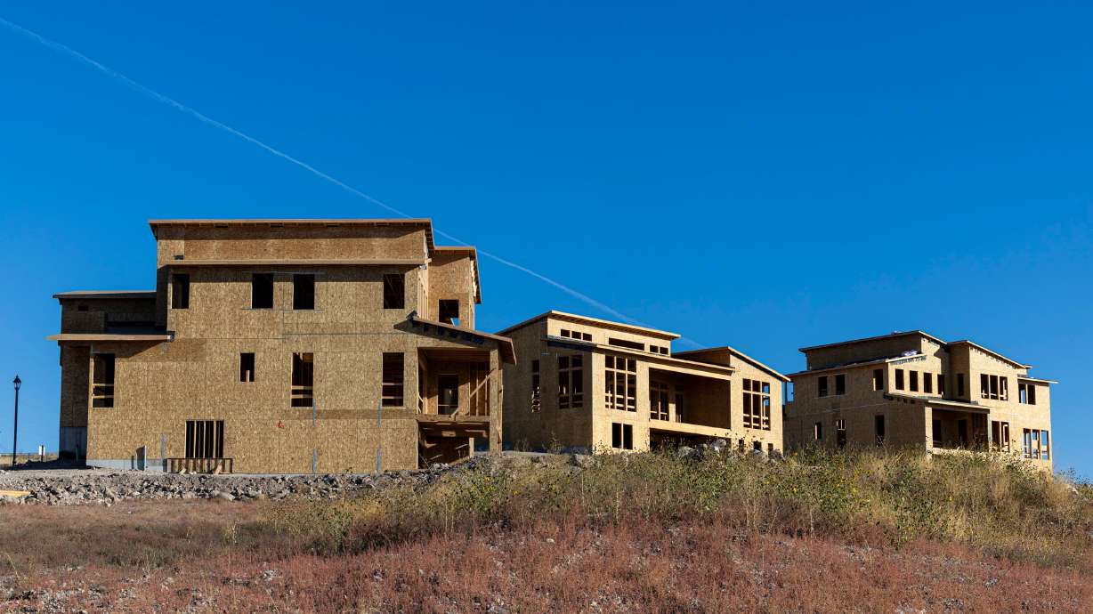 Homes under construction stand in Saratoga Springs, pictured on Oct. 2.