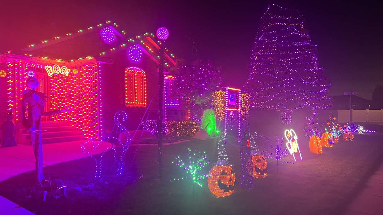 A Halloween display is pictured at 1541 W 1520 N in Clinton, Utah.