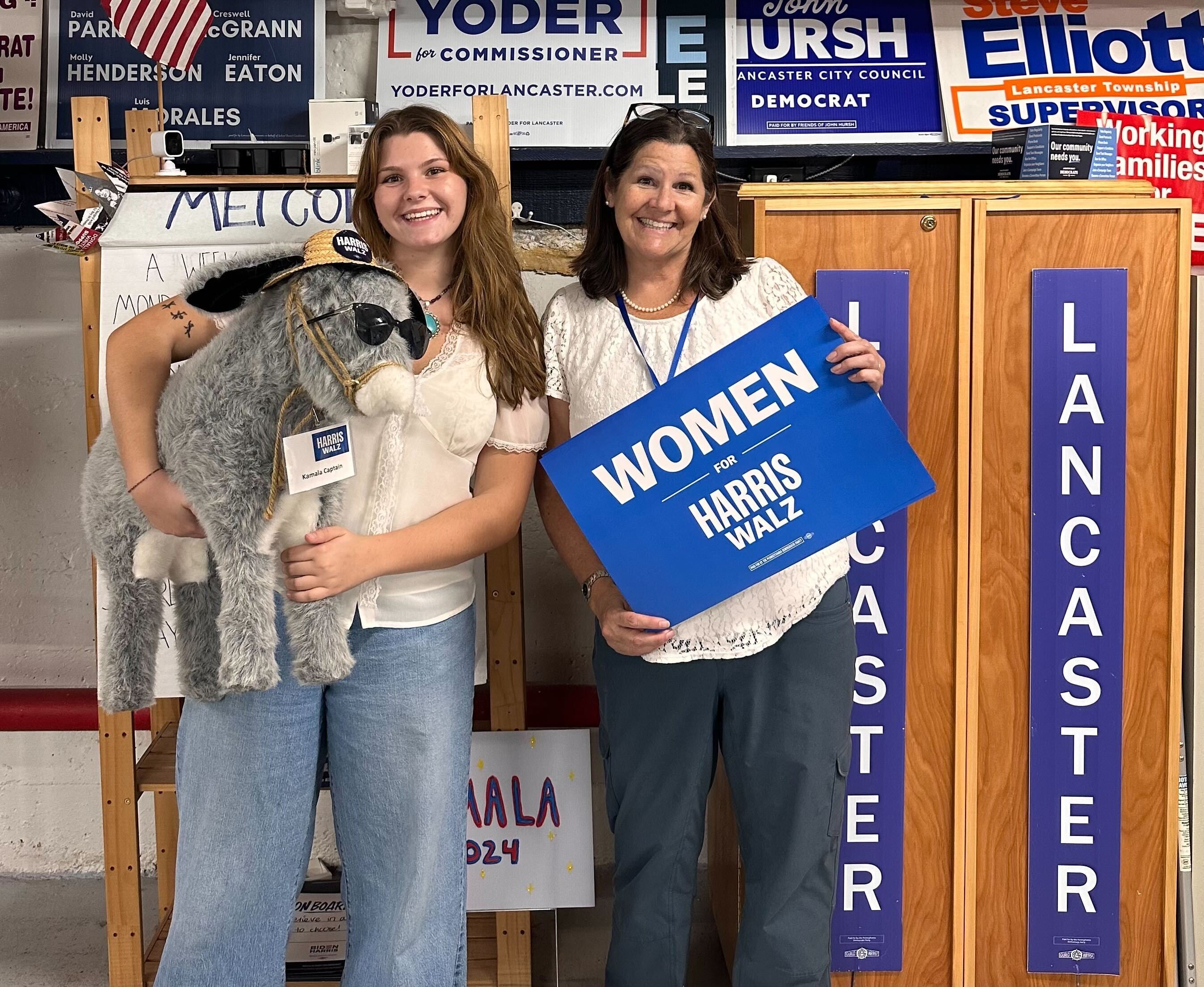 Ella Udell and her mother Cherise Udell traveled to Bucks County, Pennsylvania, from their home in Utah to volunteer for Vice President Kamala Harris' presidential campaign.