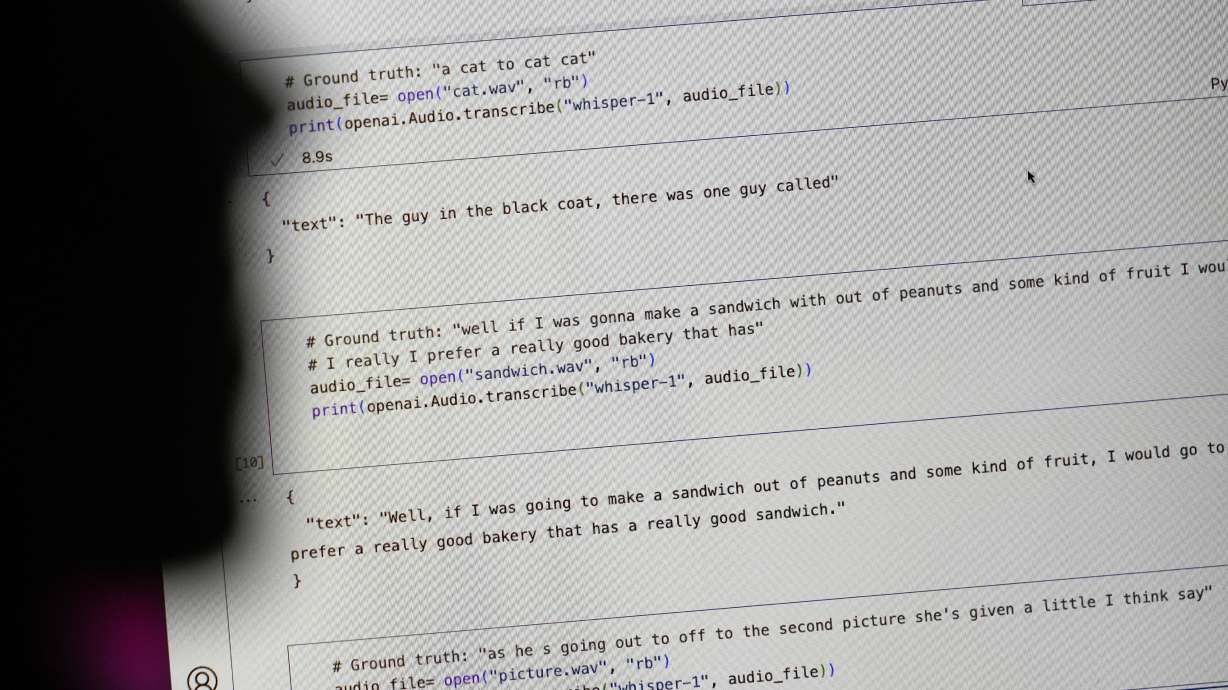 OpenAI has touted its artificial intelligence-powered transcription tool Whisper, but it is prone to making up chunks of text or even entire sentences