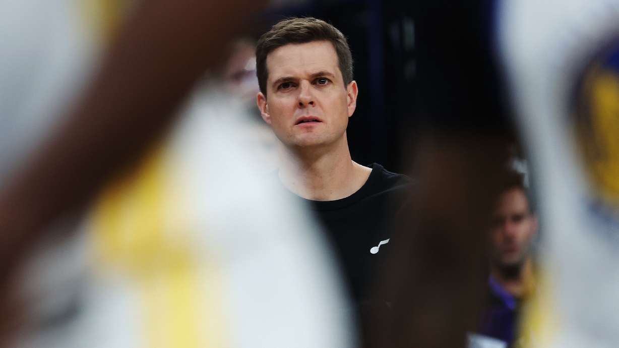 Utah Jazz coach Will Hardy watches the action in Salt Lake City on Friday, Oct. 25, 2024.