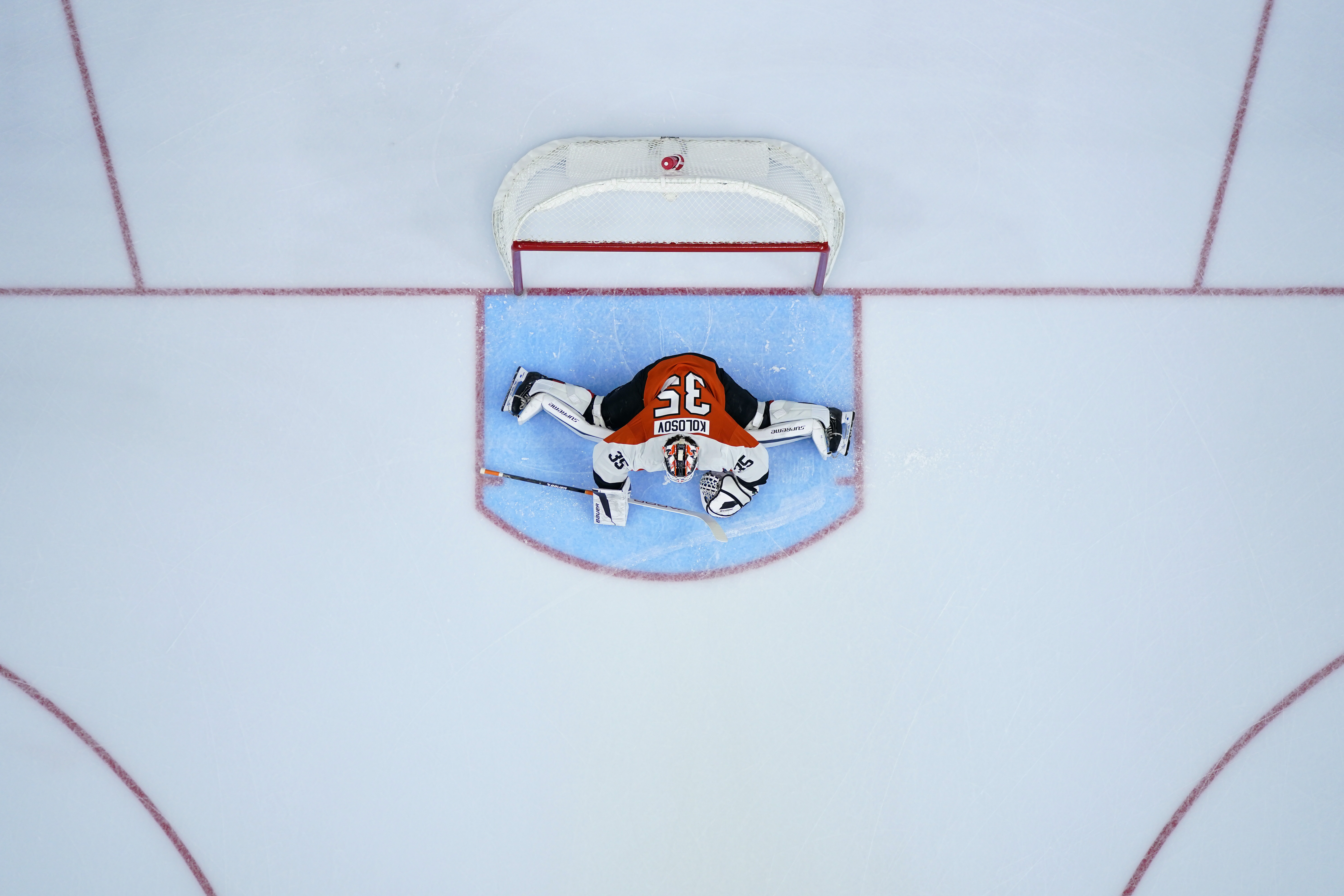 Aleksei Kolosov makes his Flyers debut, becoming first Belarusian goalie in NHL history