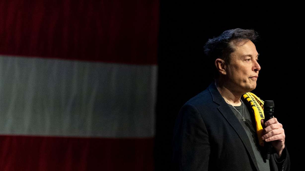 Elon Musk speaks at a town hall at the Roxain Theater on Oct. 20, in Pittsburgh. Musk also awarded an attendee $1 million during the event.
