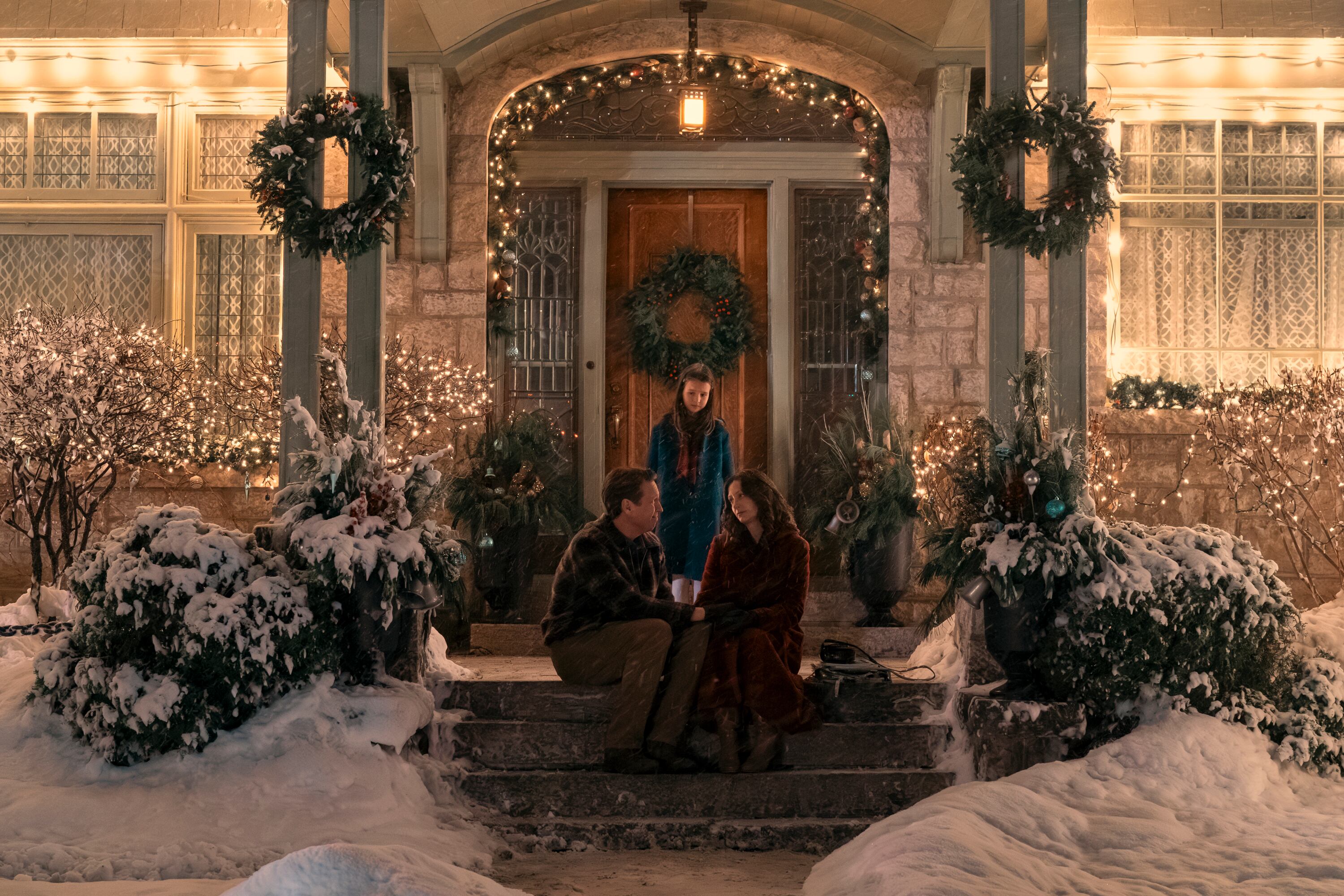 Pete Holmes as Bob, Molly Wright as Beth and Judy Greer as Grace in "The Best Christmas Pageant Ever."