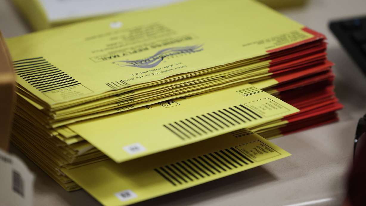 Ballots at the Salt Lake County Clerk's office are pictured in Salt Lake City on July 30. Three-quarters of Utah voters trust that mail-in ballots are safe and accurate, according to a poll.
