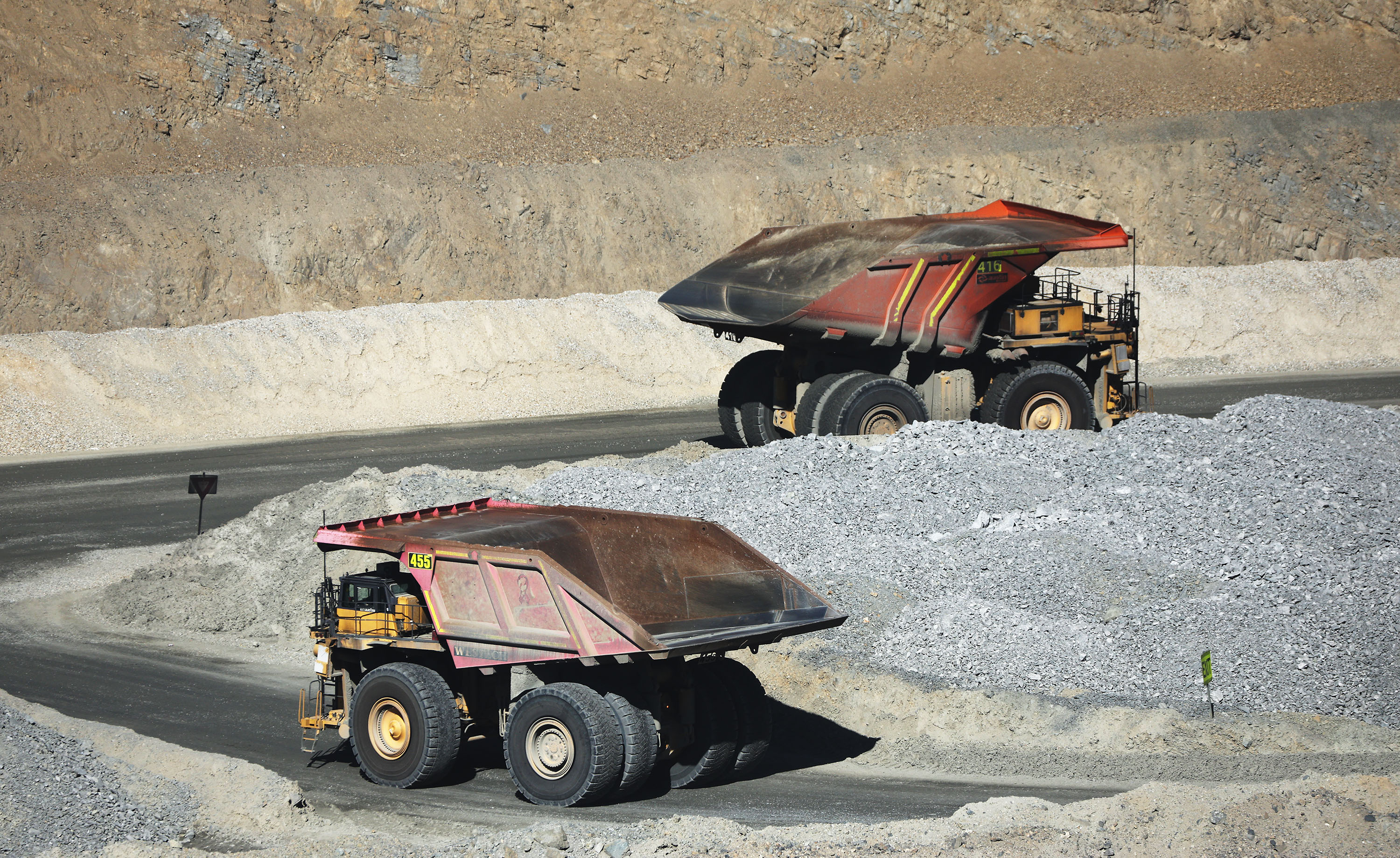 Haulage trucks are pictured at the Kennecott Copper Mine near Herriman on Sept. 27, 2022. Rio Tinto Kennecott on Tuesday announced a full transition to renewable diesel for the mine's entire fleet of haul trucks and heavy machine equipment.