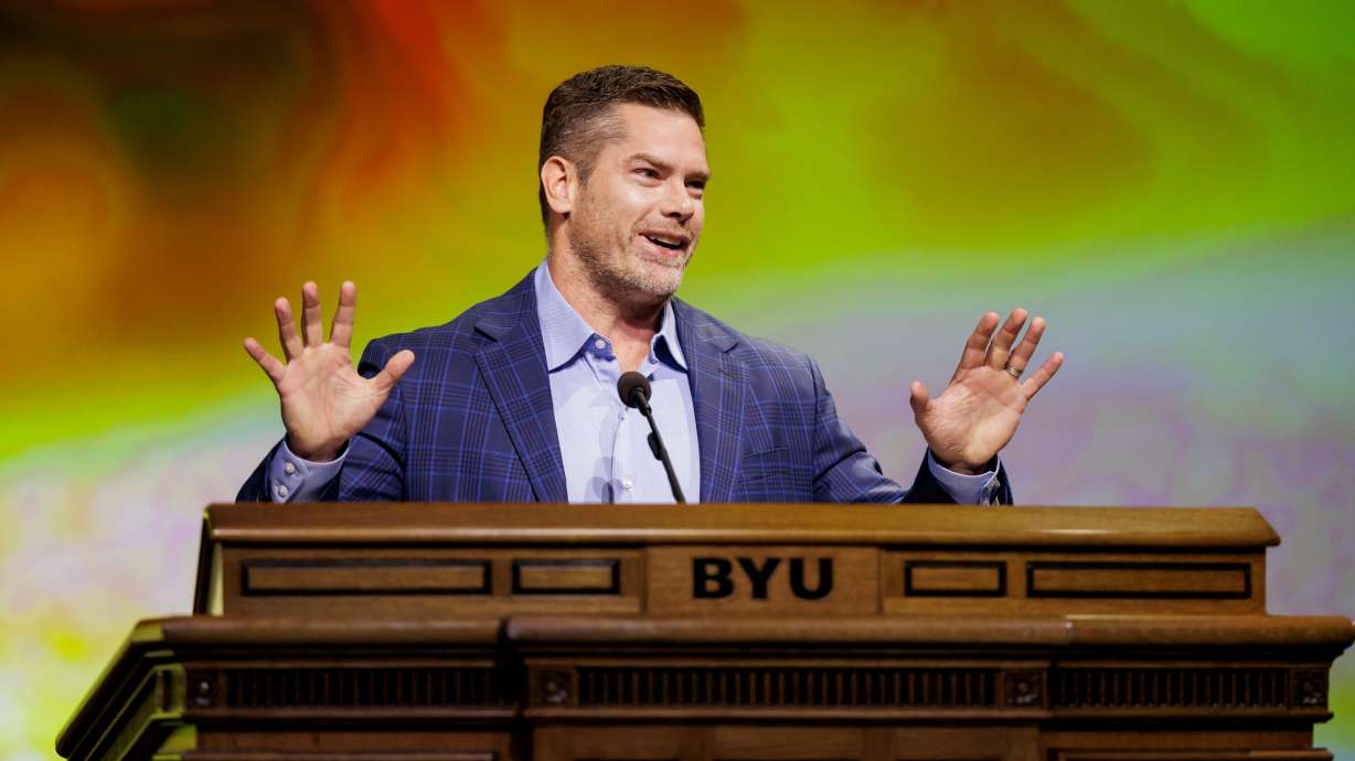 Dallas Jenkins speaks on the campus of Brigham Young University in Provo on Tuesday. Jenkins says he no longer cares about the box-office numbers, but cares about what he gives to God.