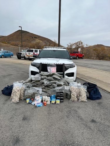 A California man is accused of driving with more than 80 pounds of raw marijuana, among other drugs.