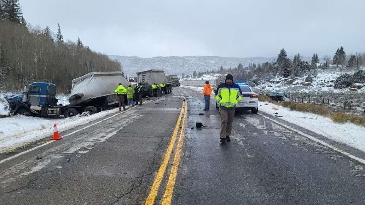 A fatal head-on collision between a semitruck and a pickup on state Route 96 near Scofield Reservoir, likely the cause of icy road conditions, closed both directions of traffic for hours on Tuesday.