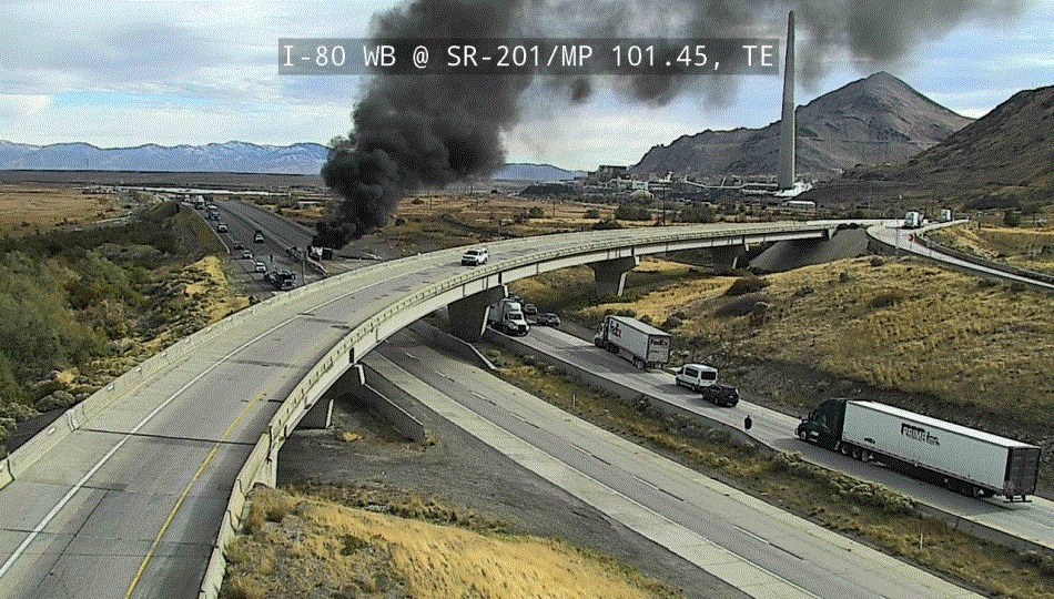 1 person dead, road closed after semitruck crashes, catches fire on I-80