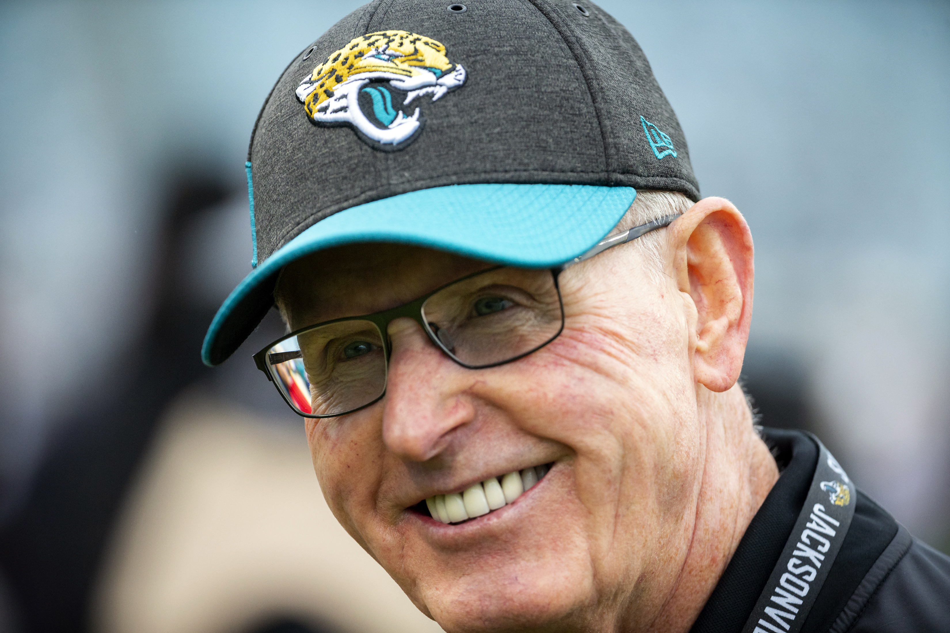 FILE - Jacksonville Jaguars executive vice president of football operations Tom Coughlin walks off the field before the start of an NFL football game between the Jacksonville Jaguars and the Los Angeles Chargers, Sunday, Dec. 8, 2019, in Jacksonville, Fla.