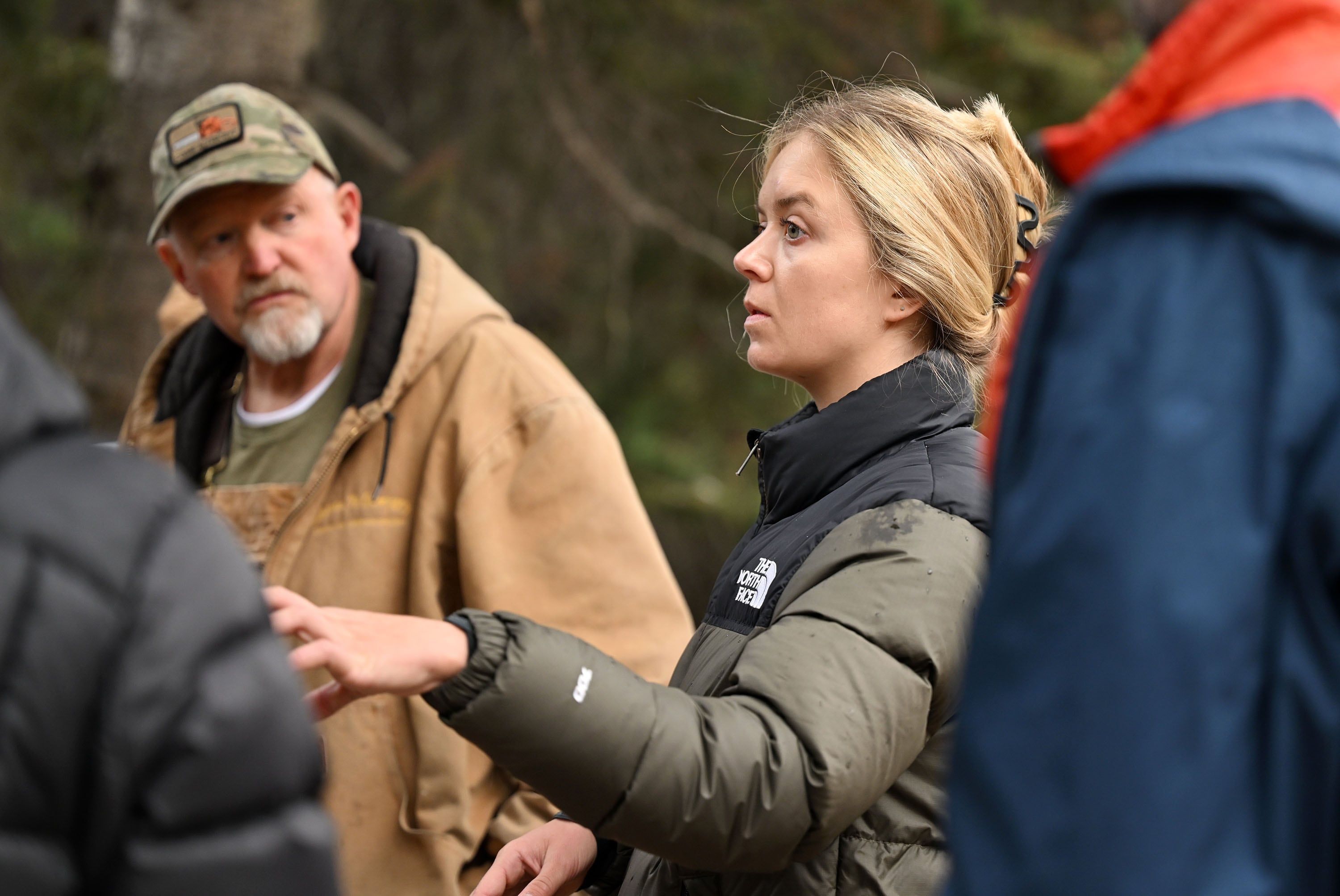 Dani Poirier, director of Wasatch Backcountry Alliance, speaks as a group of concerned landowners, backcountry skiers and hikers gathered together in a coalition to express disappointment in the U.S. Forest Service cutting off access to prime recreational area on private property because it involves a Forest Service road. The group gathered at the Doughnut Falls gate in Big Cottonwood Canyon for a discussion on Oct. 28.