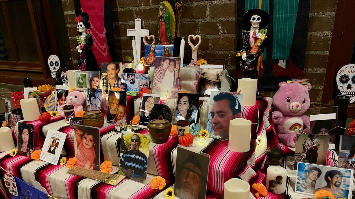 An ofrenda at a Día de los Muertos event at Union station in Ogden on Saturday.