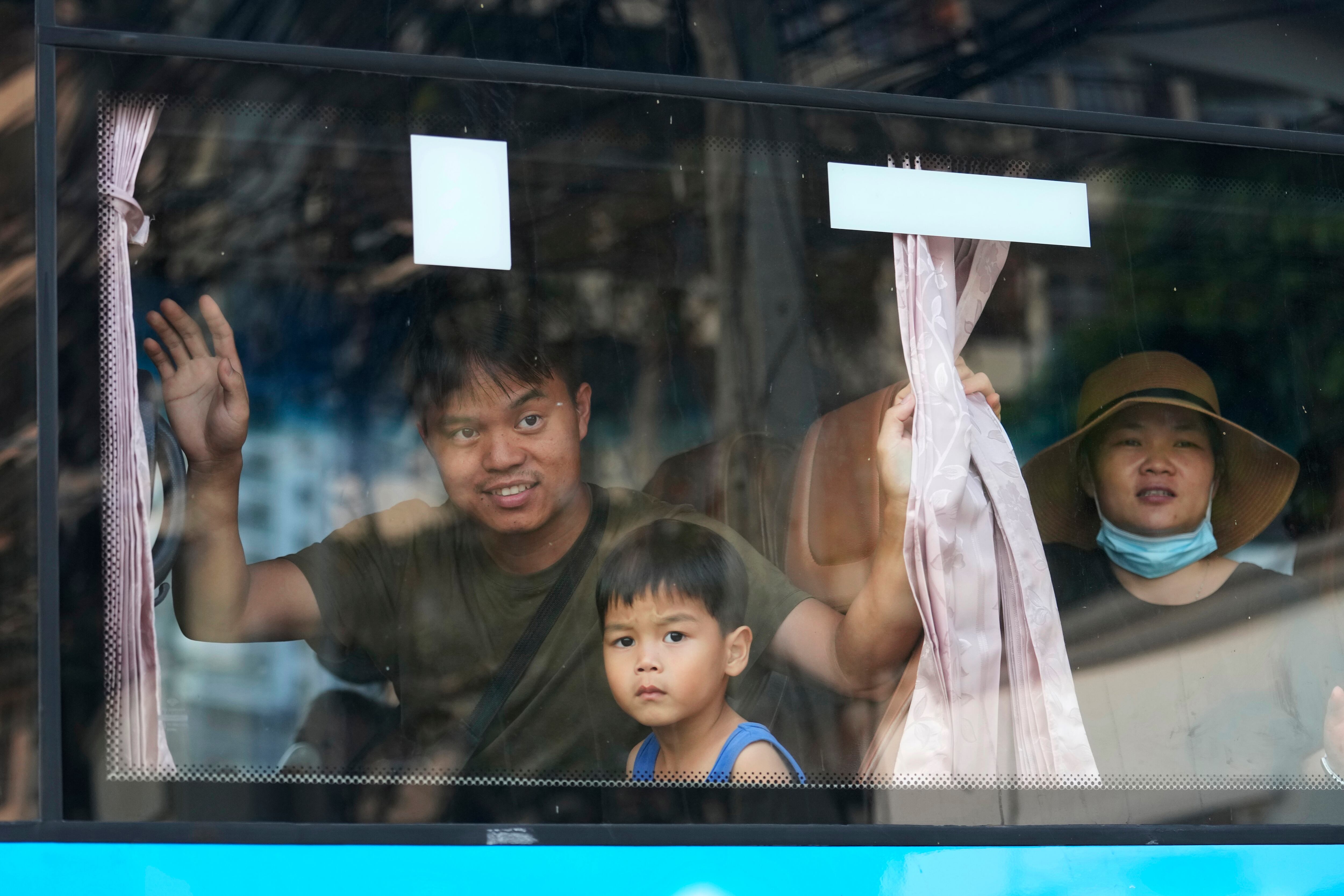 Members of the Shenzhen Holy Reformed Church, also known as the Mayflower Church, leave court in Pattaya, Thailand, on March 31, 2023. More than 60 self-exiled members of a Chinese Christian church who were detained in Thailand after receiving United Nations refugee status will be deported by next week, probably to a third country, officials said on April 5.