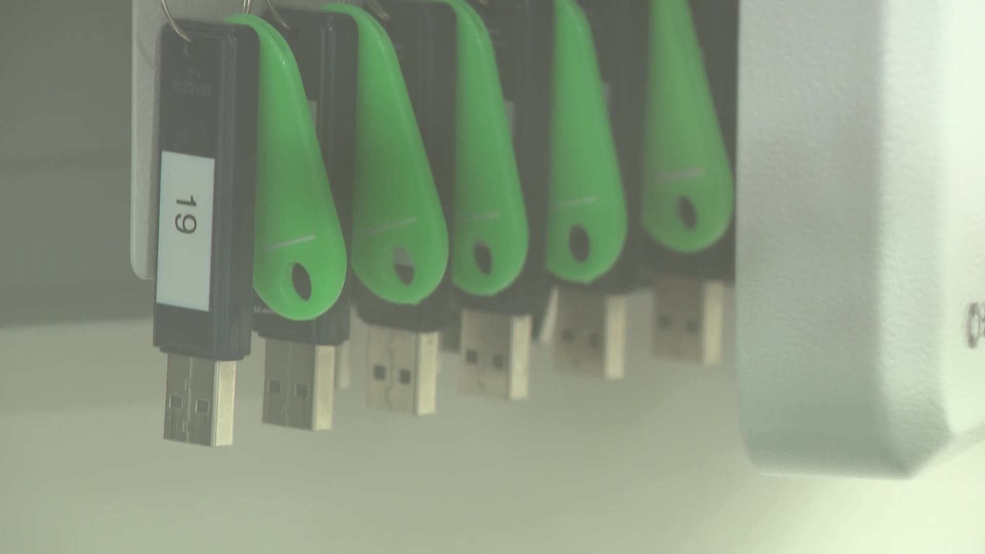 USBs with the voter information appear in a secure room in Ogden on Thursday.