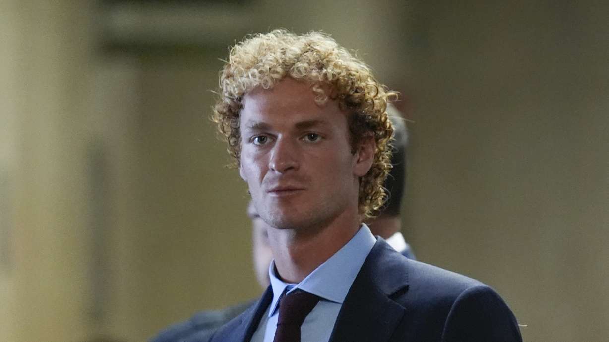 Daniel Penny returns to the courtroom after a break in New York, Oct. 21. Opening statements have started in the trial of Penny, the white veteran accused of choking a distressed Black subway rider to death.