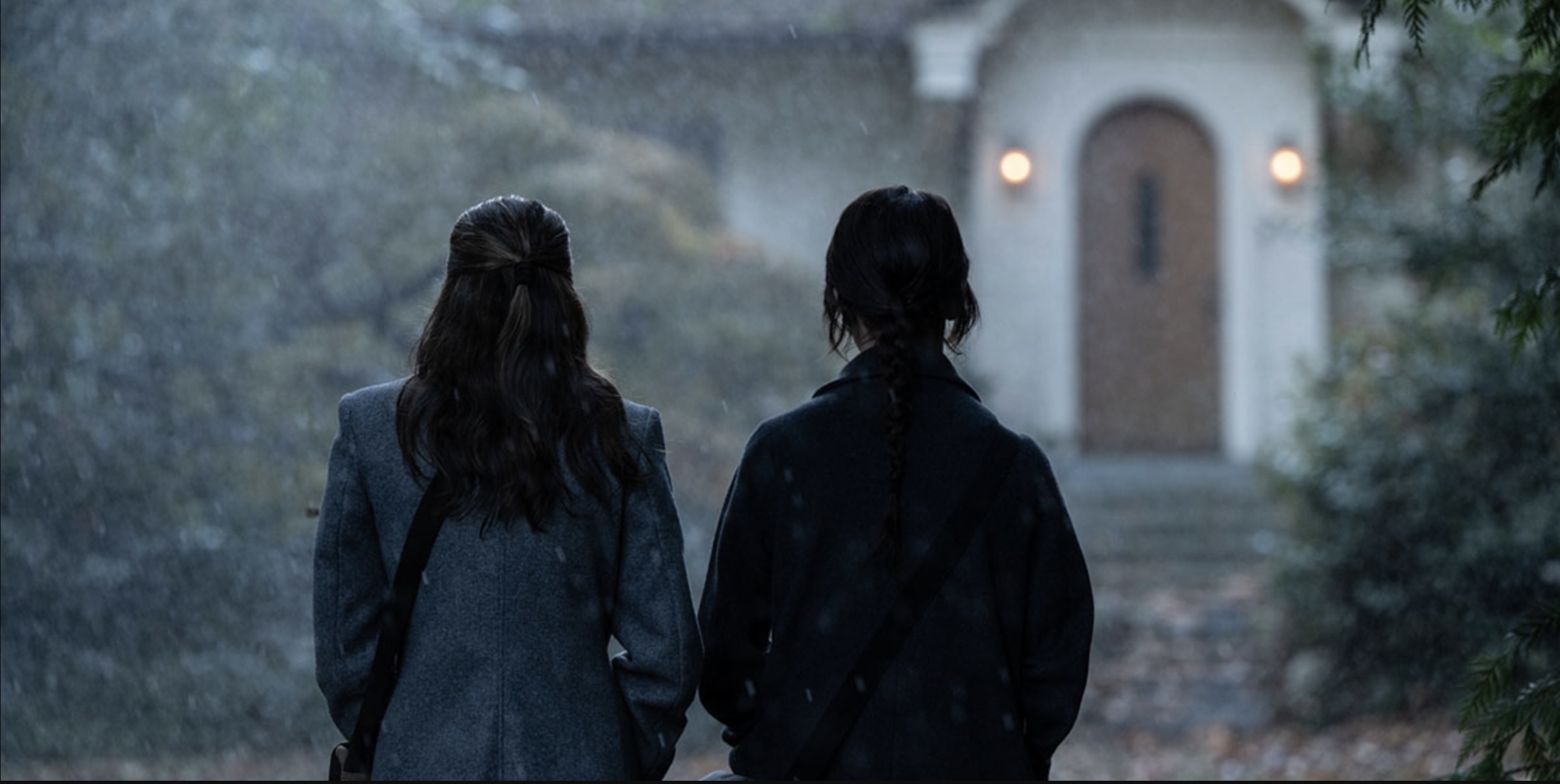 Two female Latter-day Saint missionaries approach a home in "Heretic," a new film in which Hugh Grant's character holds them captive in his house and attacks them and all religions with violence and words.