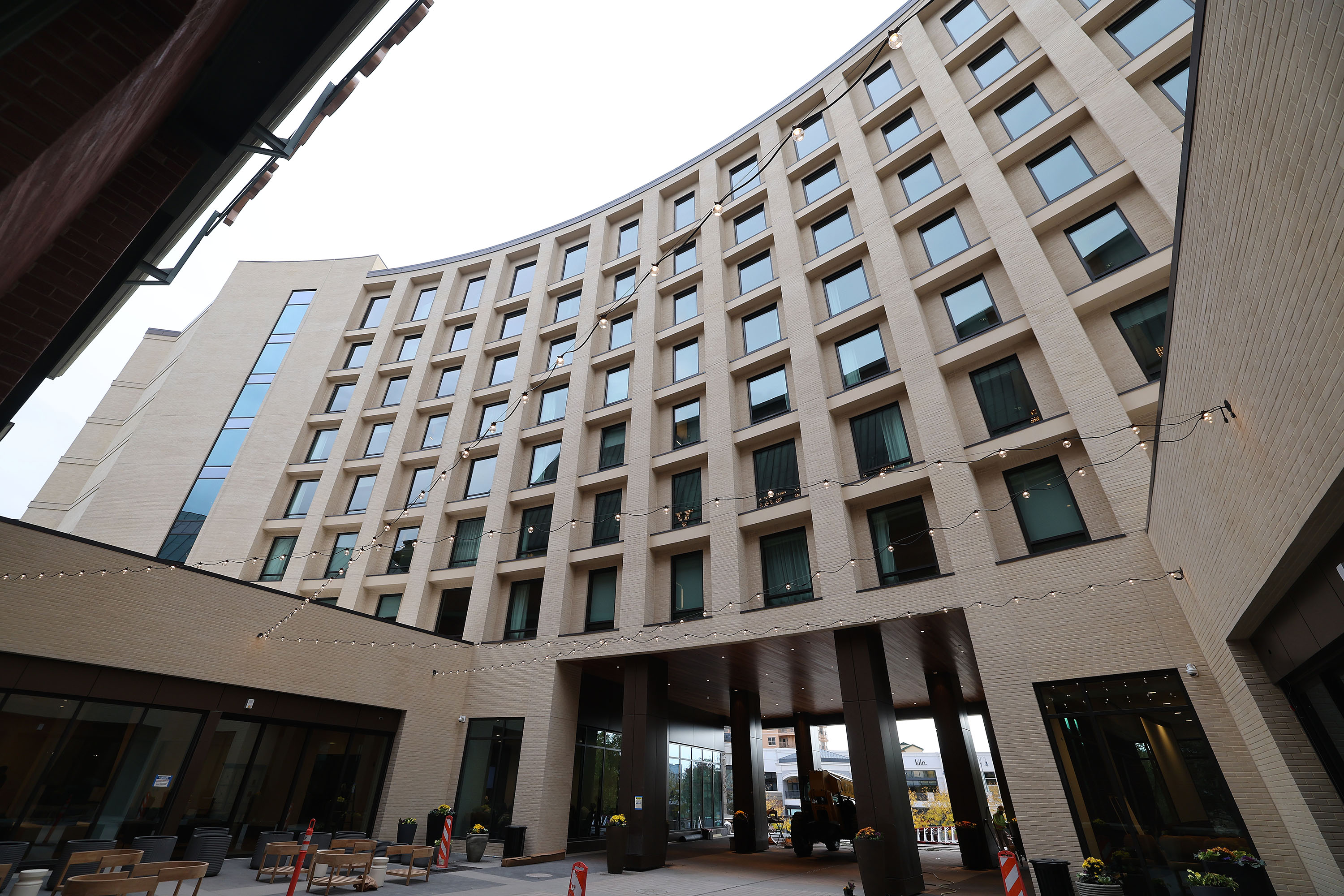 The Asher Adams hotel construction continues Thursday for its future opening in Salt Lake City.