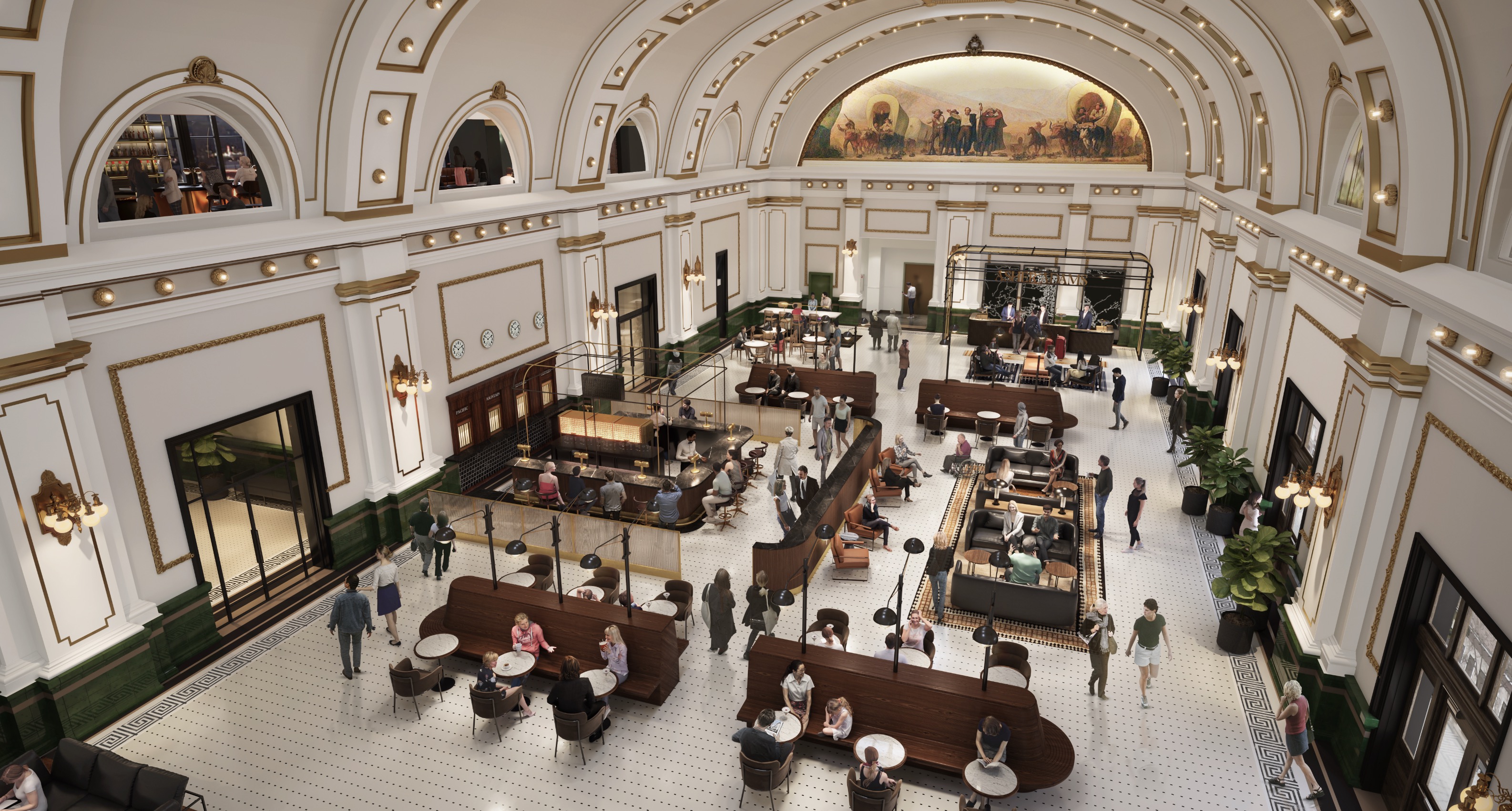 A rendering of what the interior of the Union Pacific Depot will look like as the Asher Adams opens for business this month.