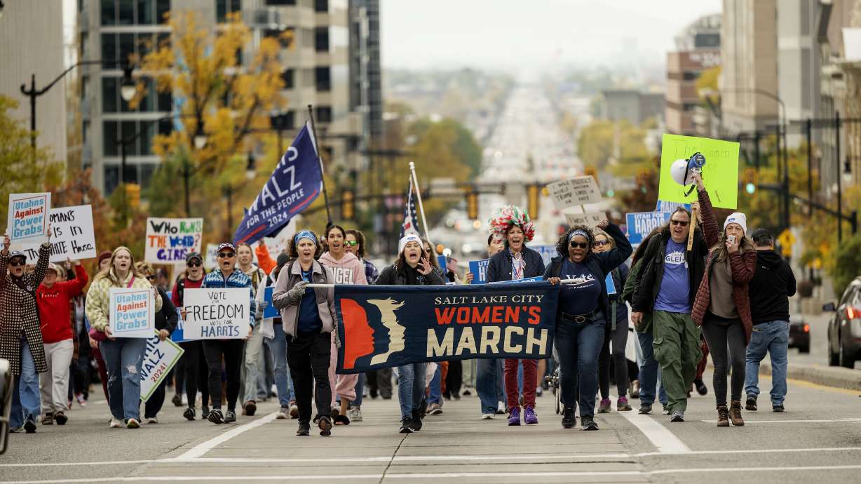 Hundreds took part in the National Women’s March in Salt Lake City on Saturday.
