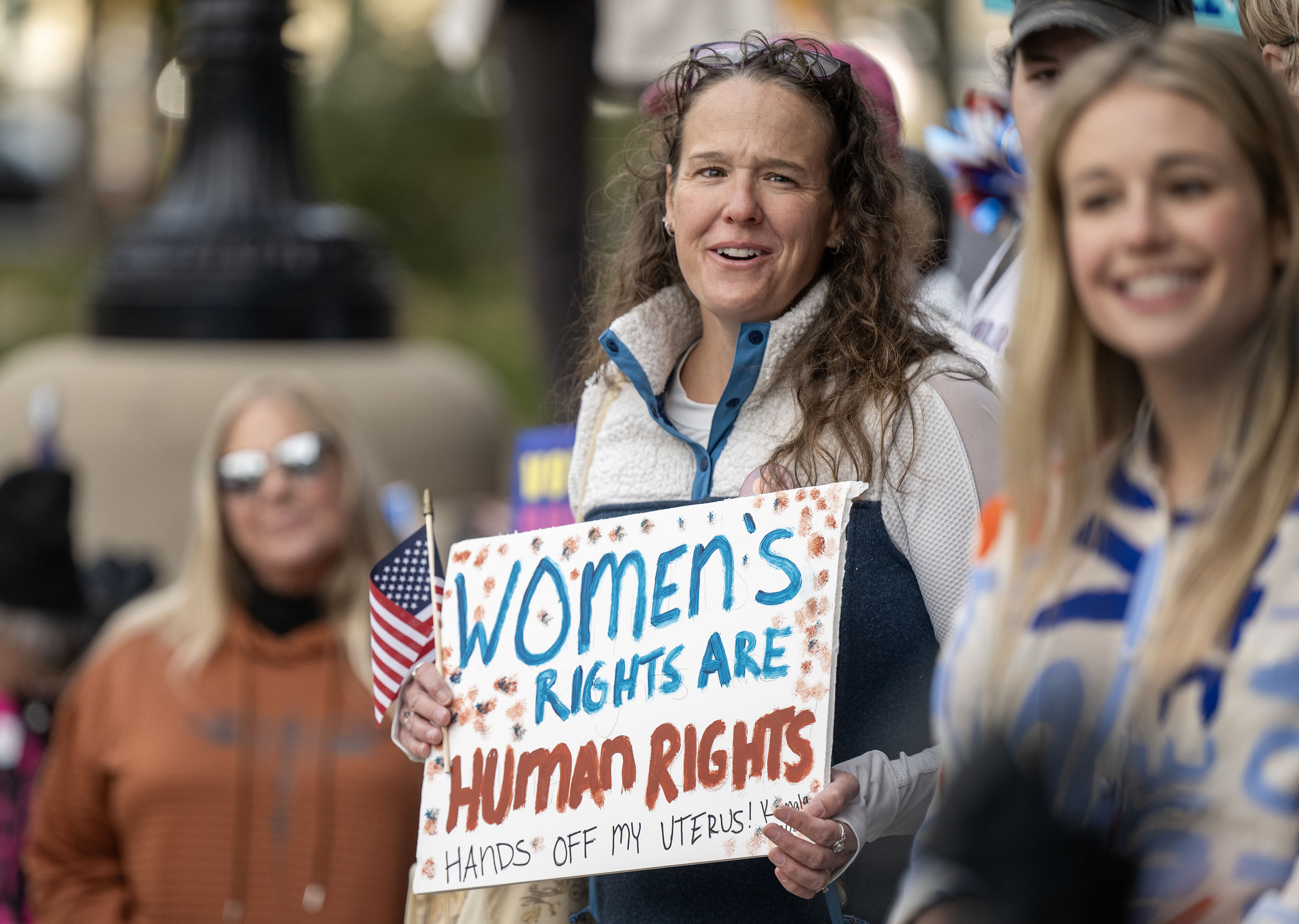 Becky Lump and others attend the Utah portion of the National Women's March in Salt Lake City on Saturday, November 2, 2024.