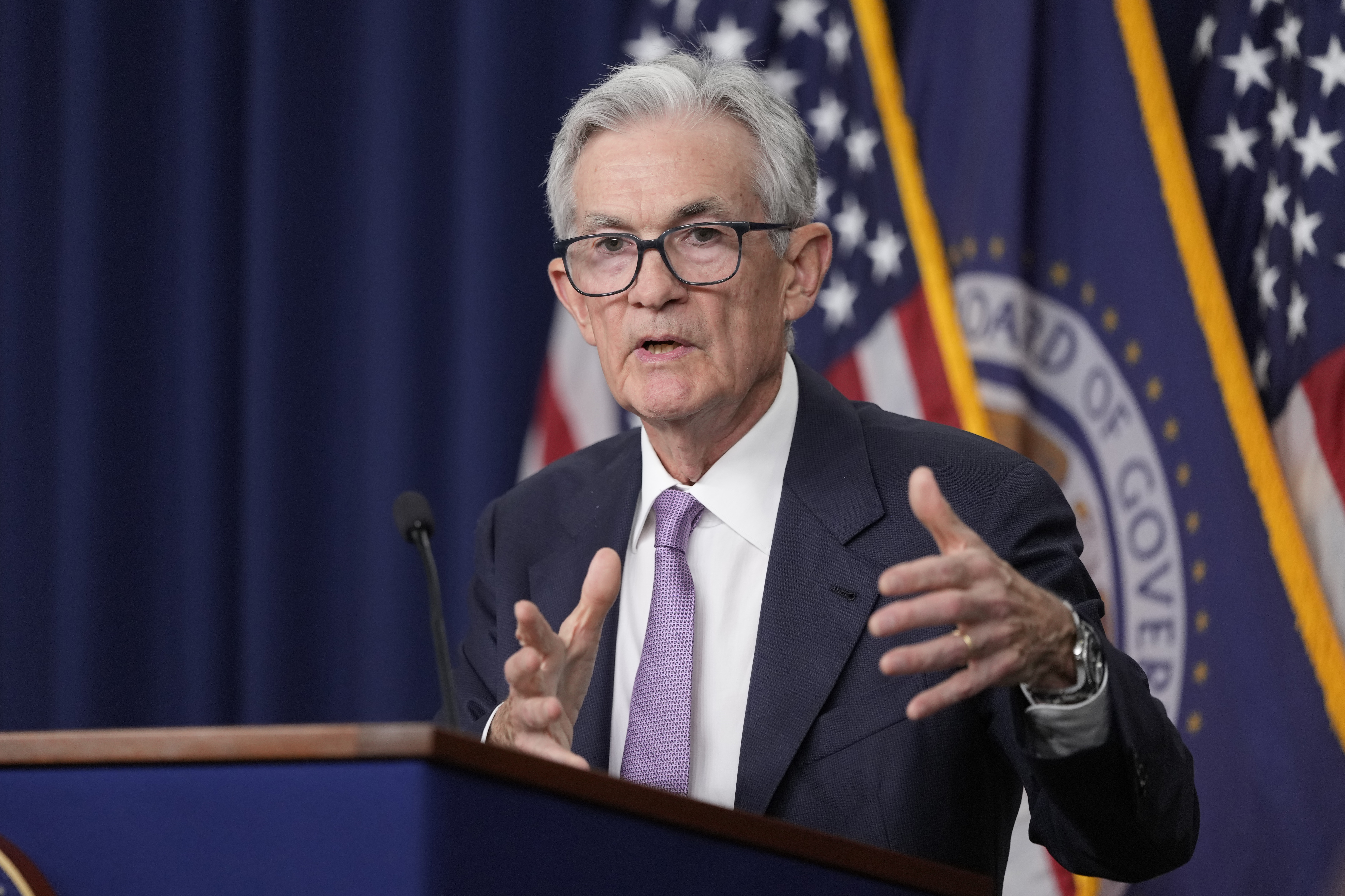 Federal Reserve Board Chairman Jerome Powell speaks in Washington, on Sept. 18.