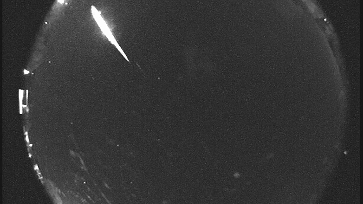 This 2014 image provided by NASA shows a Taurid fireball recorded at the NASA All Sky Fireball Network station in Tullahoma, Tenn. Two sister meteor showers are already flashing across night skies — and will peak a week apart.