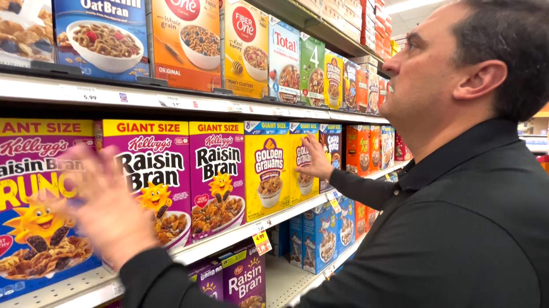 Another example of shelf positioning we found is with cereals. The larger and costlier “Family Size” and “Giant Size” boxes at eye level were priced higher than boxes on higher and lower shelves.