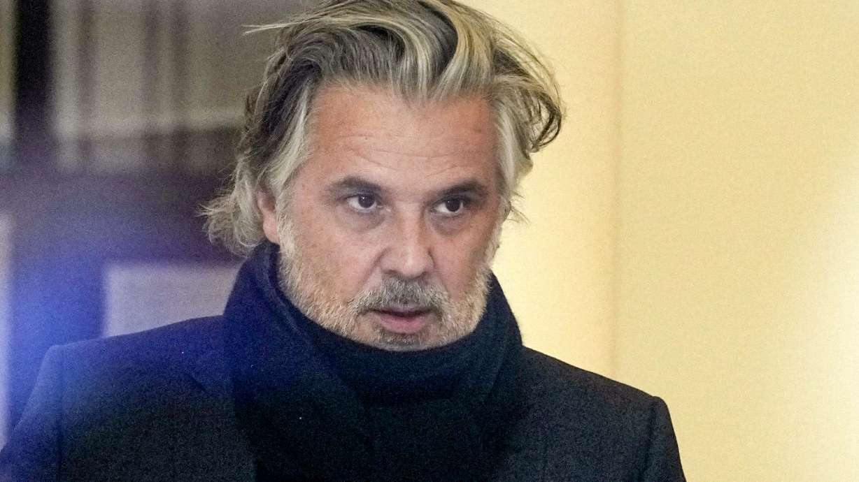 FILE - Vincent Labrune, head of the French soccer league, leaves the French soccer federation in Paris, France, Jan. 11, 2023.