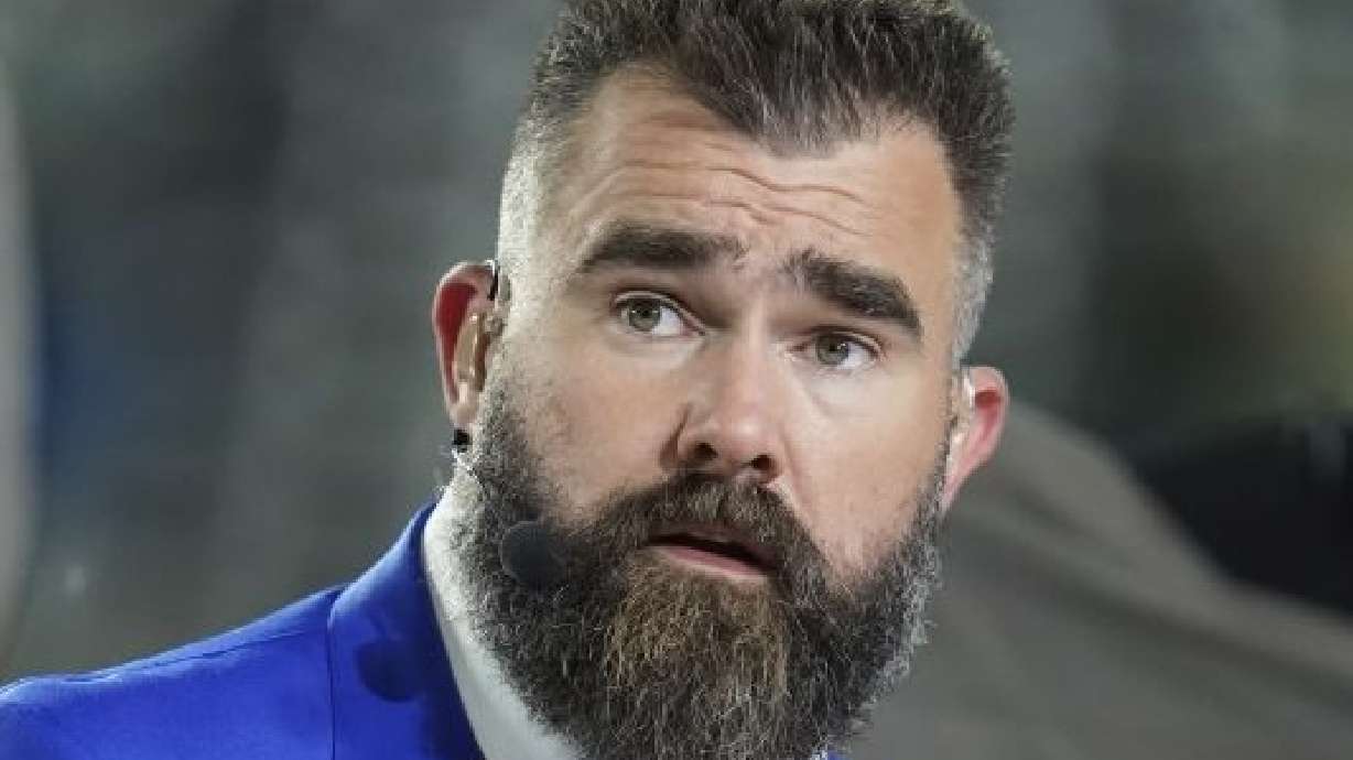 Former Philadelphia Eagles Jason Kelce seen on Oct. 14 in East Rutherford, N.J., is involved in a police investigation regarding a cellphone incident at a football game.