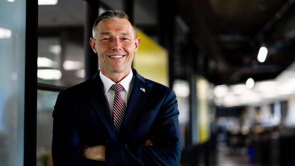 Mike Kennedy, running for Utah’s 3rd Congressional District, poses for a portrait at the Deseret News office in Salt Lake City on May 29. Kennedy was elected to the U.S. House on Tuesday.