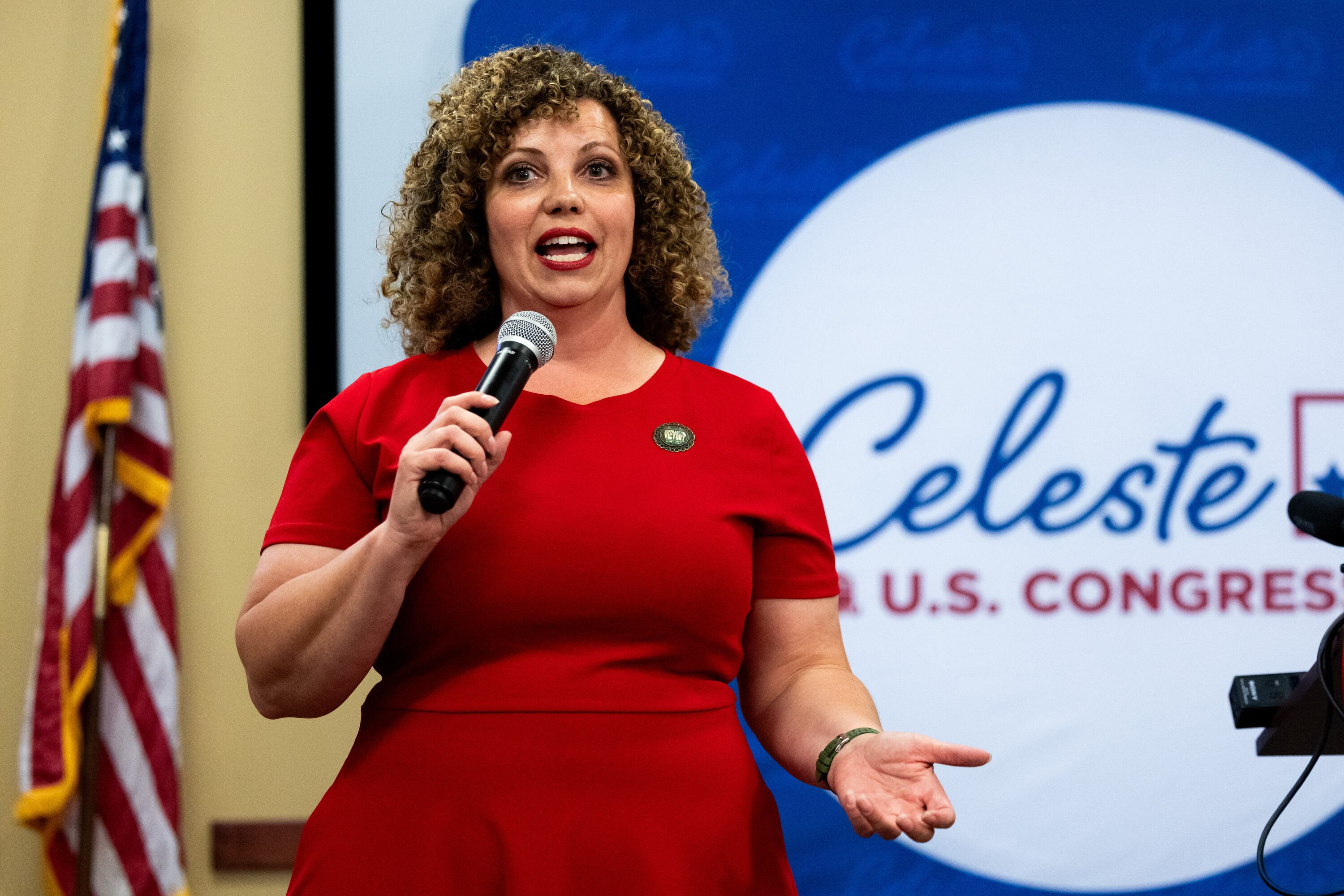 Utah 2nd District Rep. Celeste Maloy speaks to attendees at a primary election watch party at the Utah Trucking Association in West Valley City on June 25. The Associated Press called Utah's 2nd District for Maloy in the early hours of Wednesday morning. 