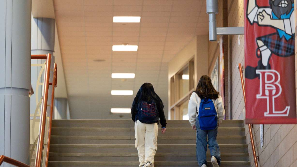 Students walk to class at Ben Lomond High School in Ogden on Feb. 7. Along with more money for schools, Amendment B also secures additional funds for other state entities.