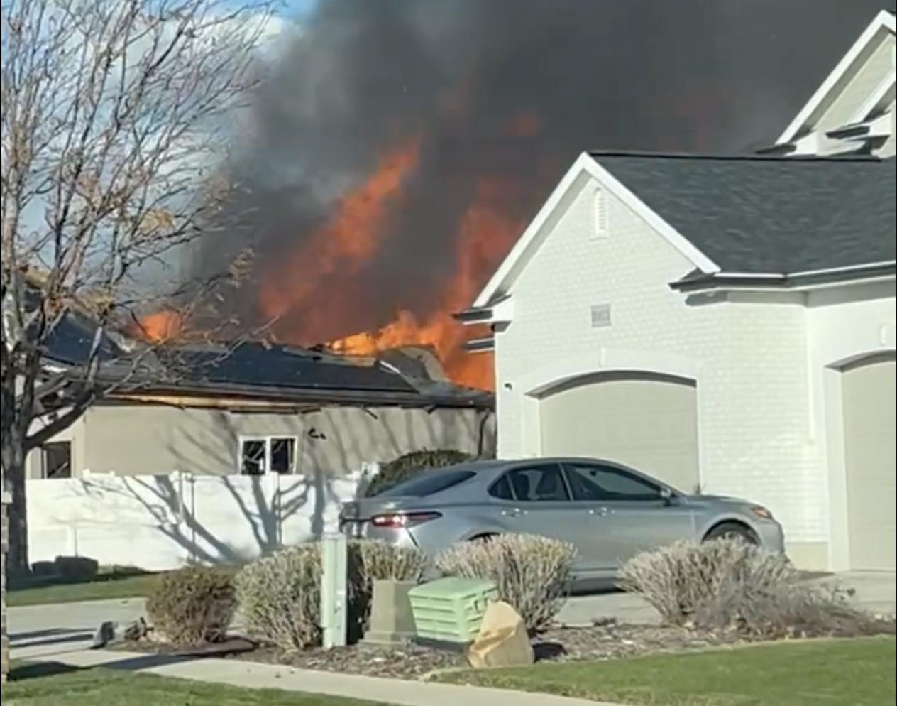 Apparent explosion leads to house fire in South Jordan 