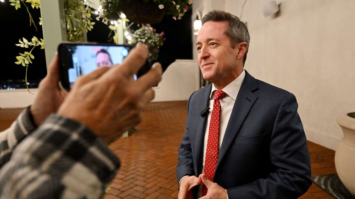 Utah Attorney General-elect Derek Brown speaks in Draper at a GOP party on Tuesday. Brown says he plans on building back trust in the office of state attorney general.