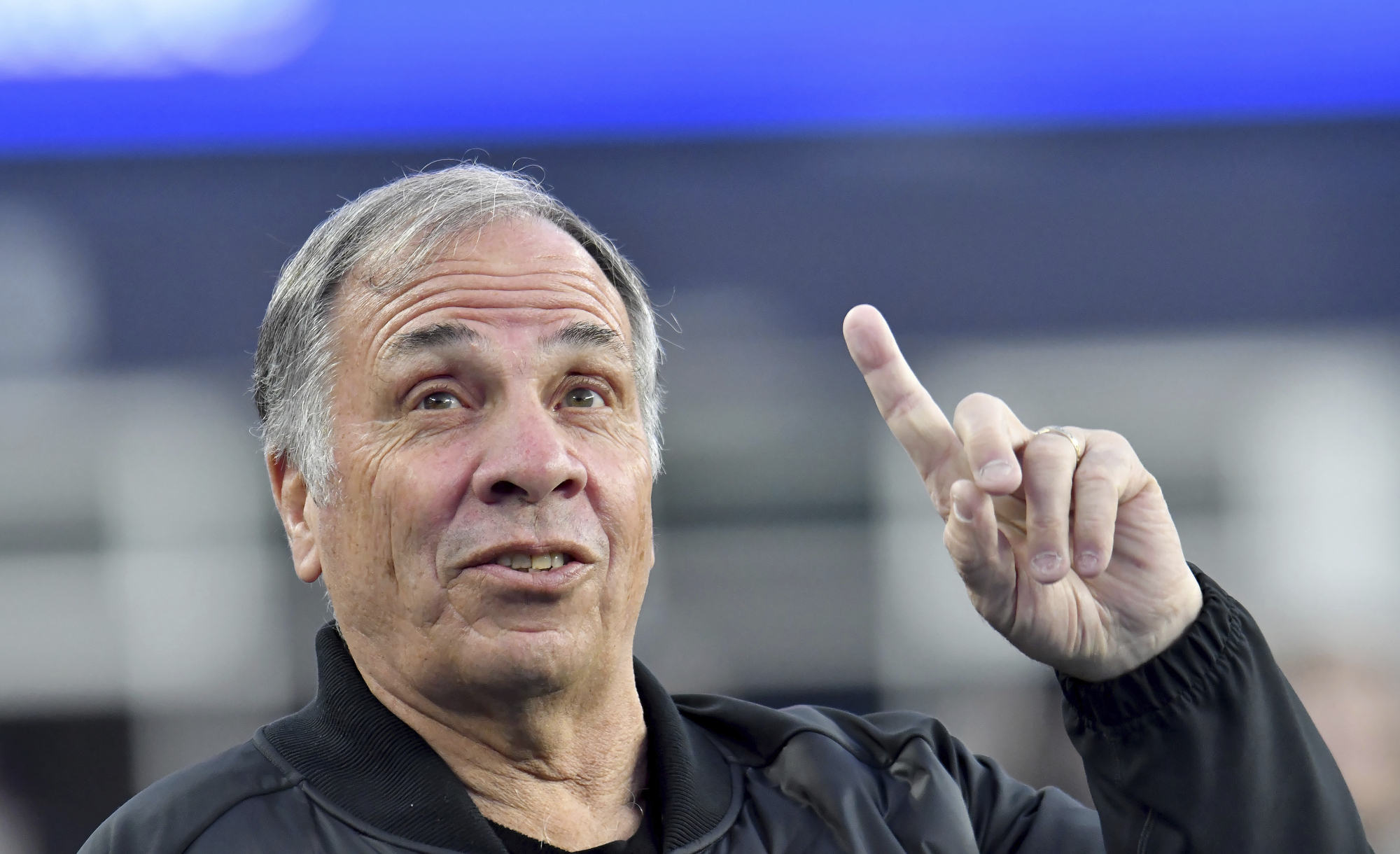 FILE - Then-New England Revolution coach Bruce Arena gestures on the sideline in the first half of an MLS soccer match against CF Montreal, Saturday, April 8, 2023, in Foxborough, Mass.