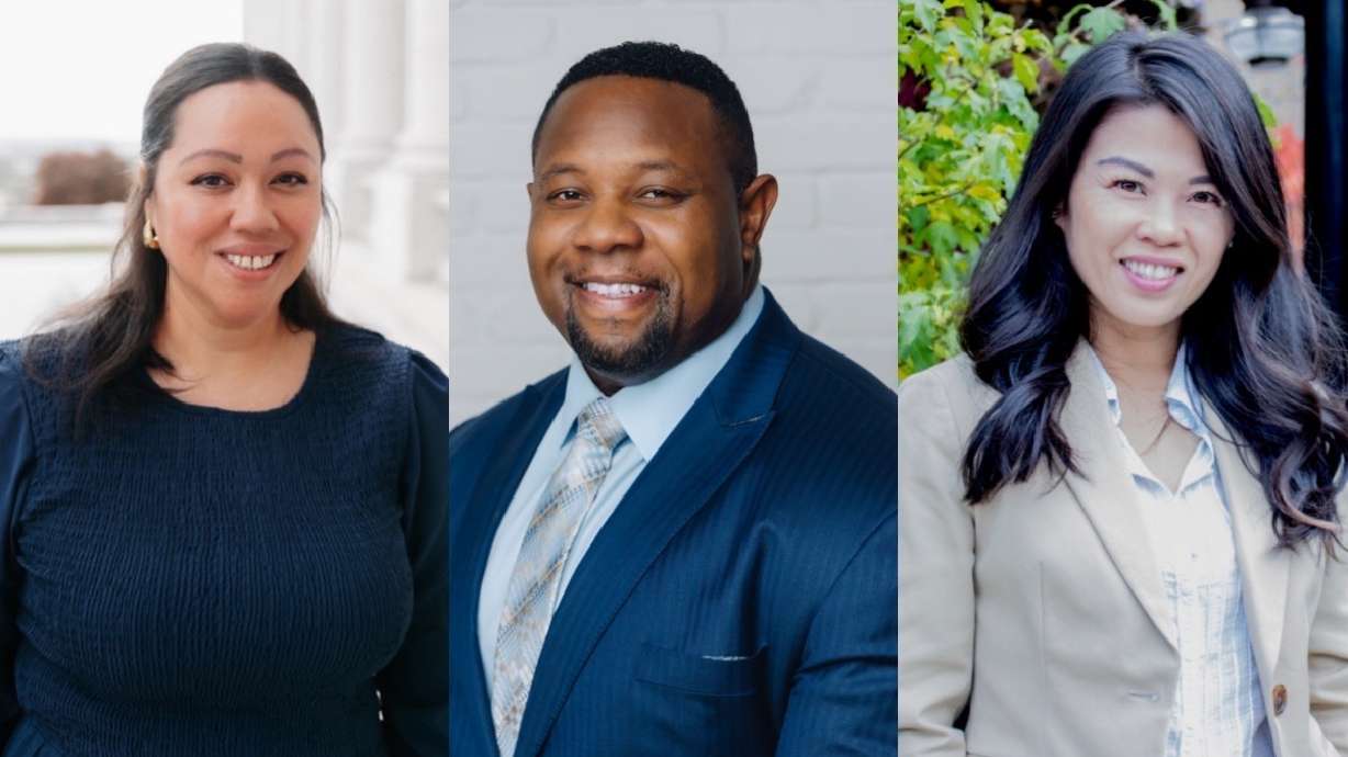 Three of several minority candidates in Utah seeking election to public office, from left, Verona Mauga, Rod Hall and Hoang Nguyen.