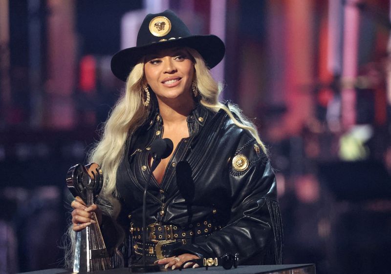 Beyonce attends the iHeartRadio Music Awards in Los Angeles, Calif., April 1. Beyonce topped the list of Grammy Award contenders unveiled on Friday, earning 11 nods.