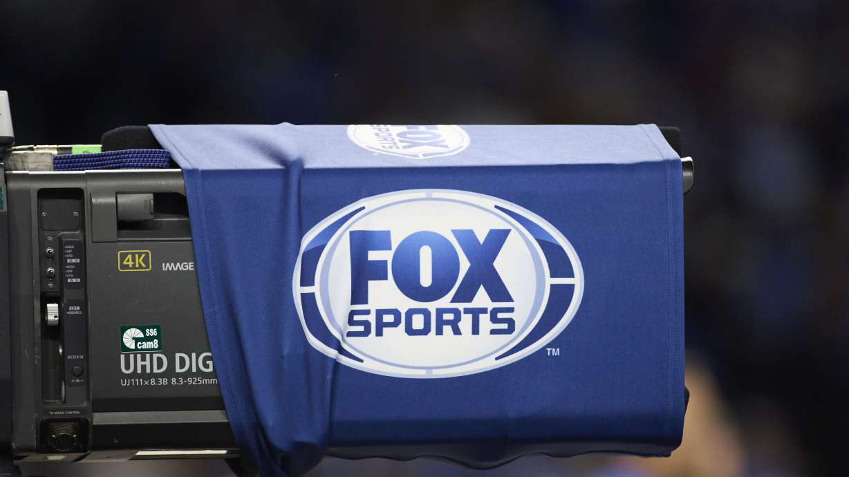 FILE - Fox Sports logo on a camera during an NFL football game between the Tennessee Titans and Detroit Lions in Detroit, Oct. 27, 2024.