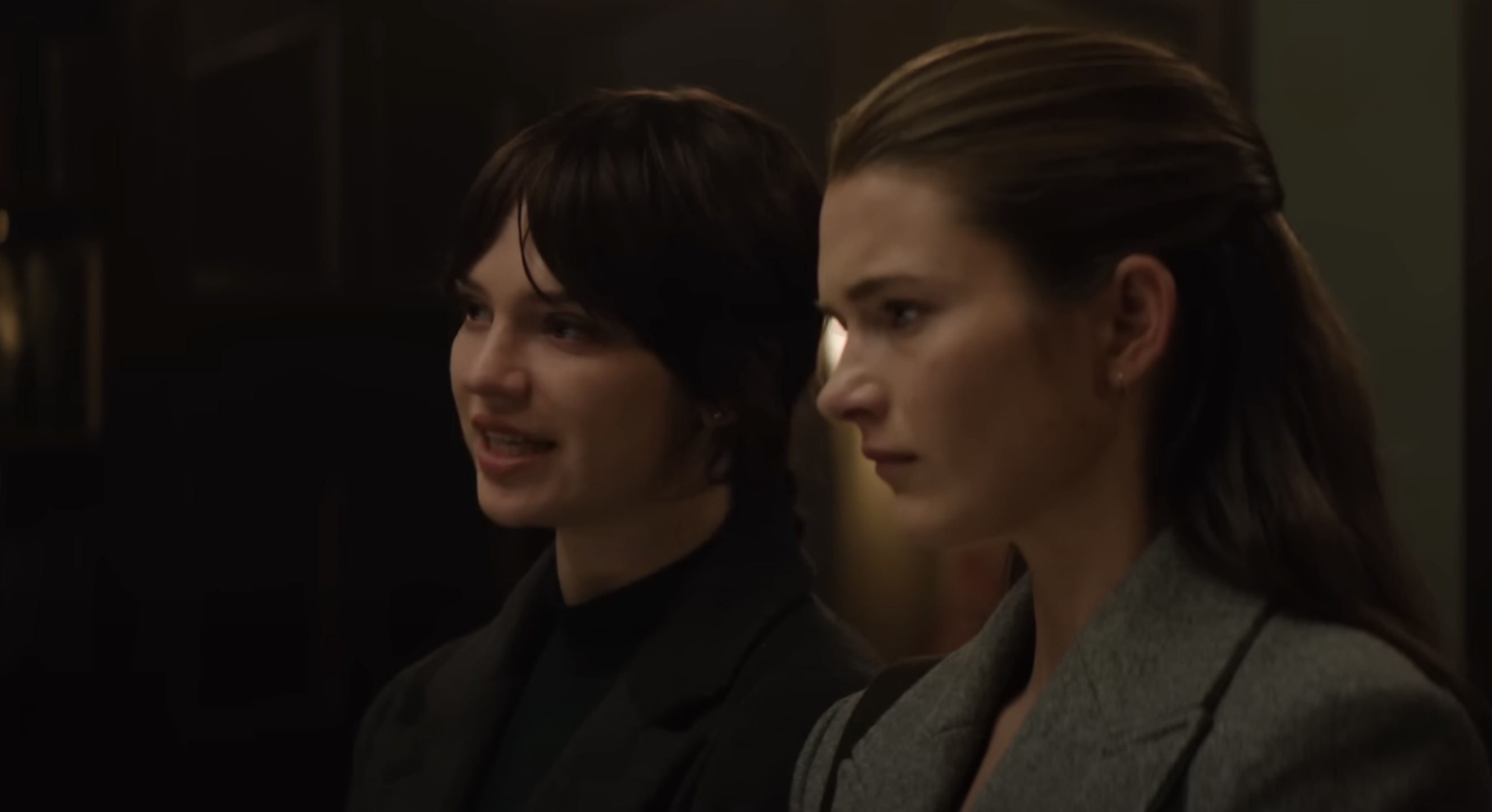 Sister Barnes and Sister Paxton, two fictional Latter-day Saint missionaries, ask Hugh Grant's characters how to leave the trap he has sent for them in his house in "Heretic."