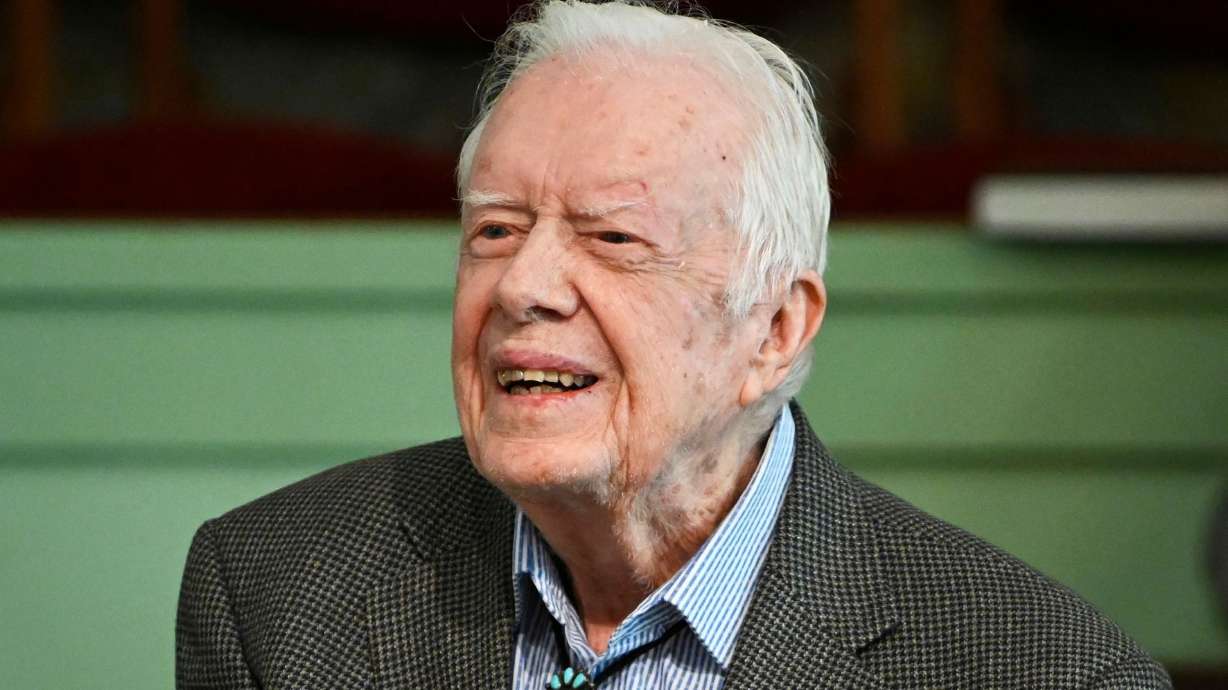 Former President Jimmy Carter teaches Sunday school at Maranatha Baptist Church in Plains, Georgia, in 2019. He received his 10th Grammy Award nomination for his latest spoken-word album, "Last Sundays in Plains: A Centennial Celebration."